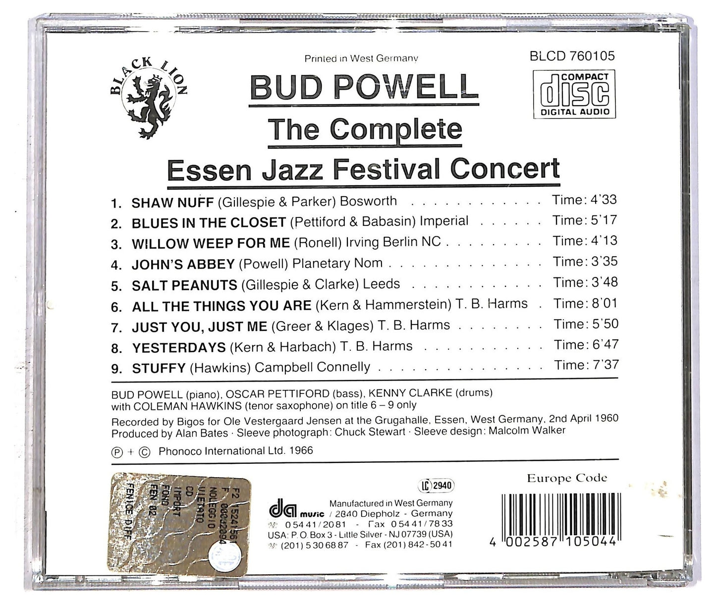 EBOND Bud Powell -The Essen Jazz Festival Concert CD CD093920