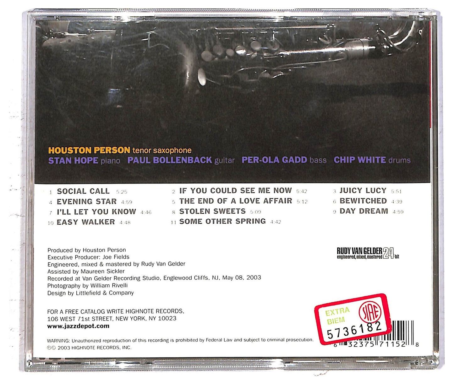 EBOND Houston Person - Social Call CD CD093930