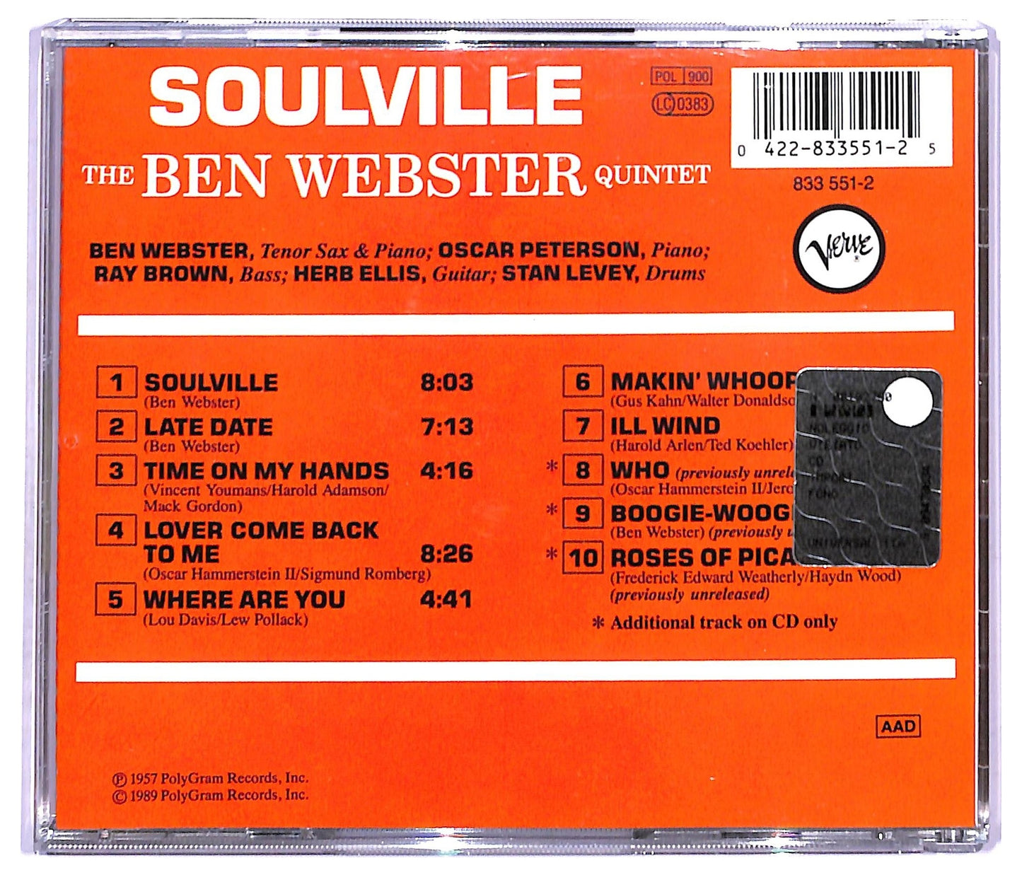 EBOND The Ben Webster Quintet - Soulville CD CD094014