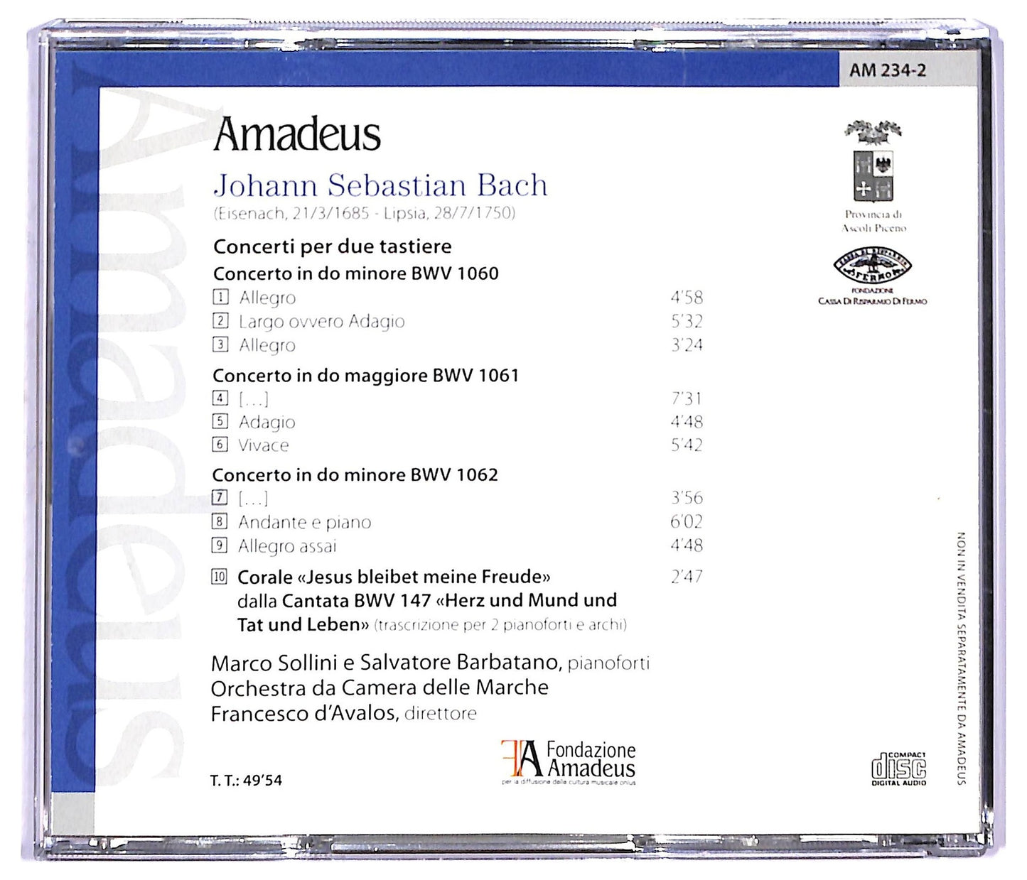 EBOND Johann Sebastian Bach - Concerti Per Due Tastiere CD CD094141