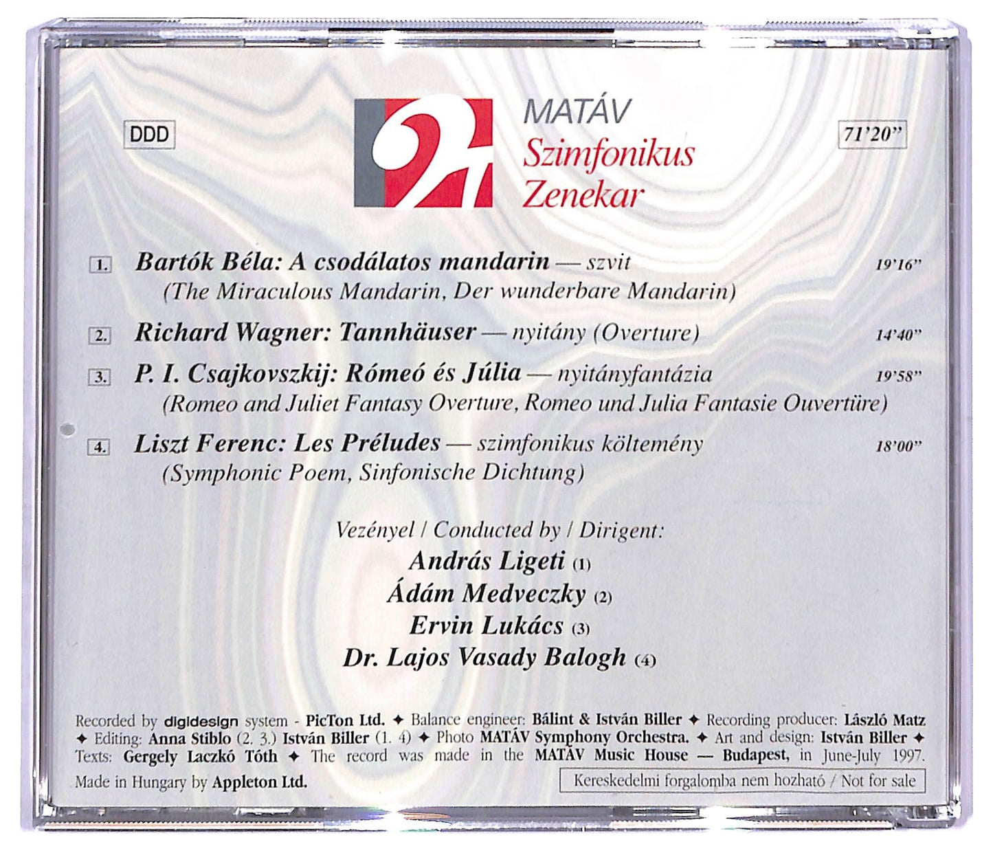 EBOND MATAV Szimfonikus Zenekar - Bartok Wagner Csajkovzkij Liszt CD CD094160