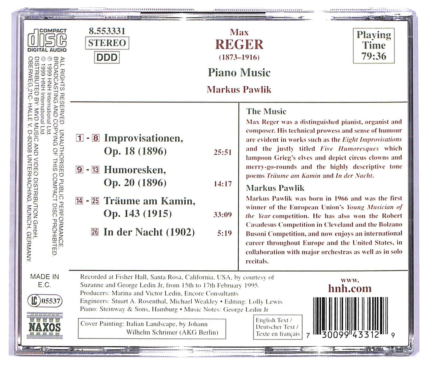 EBOND Max Reger, Markus Pawlik - Piano Music CD CD094211