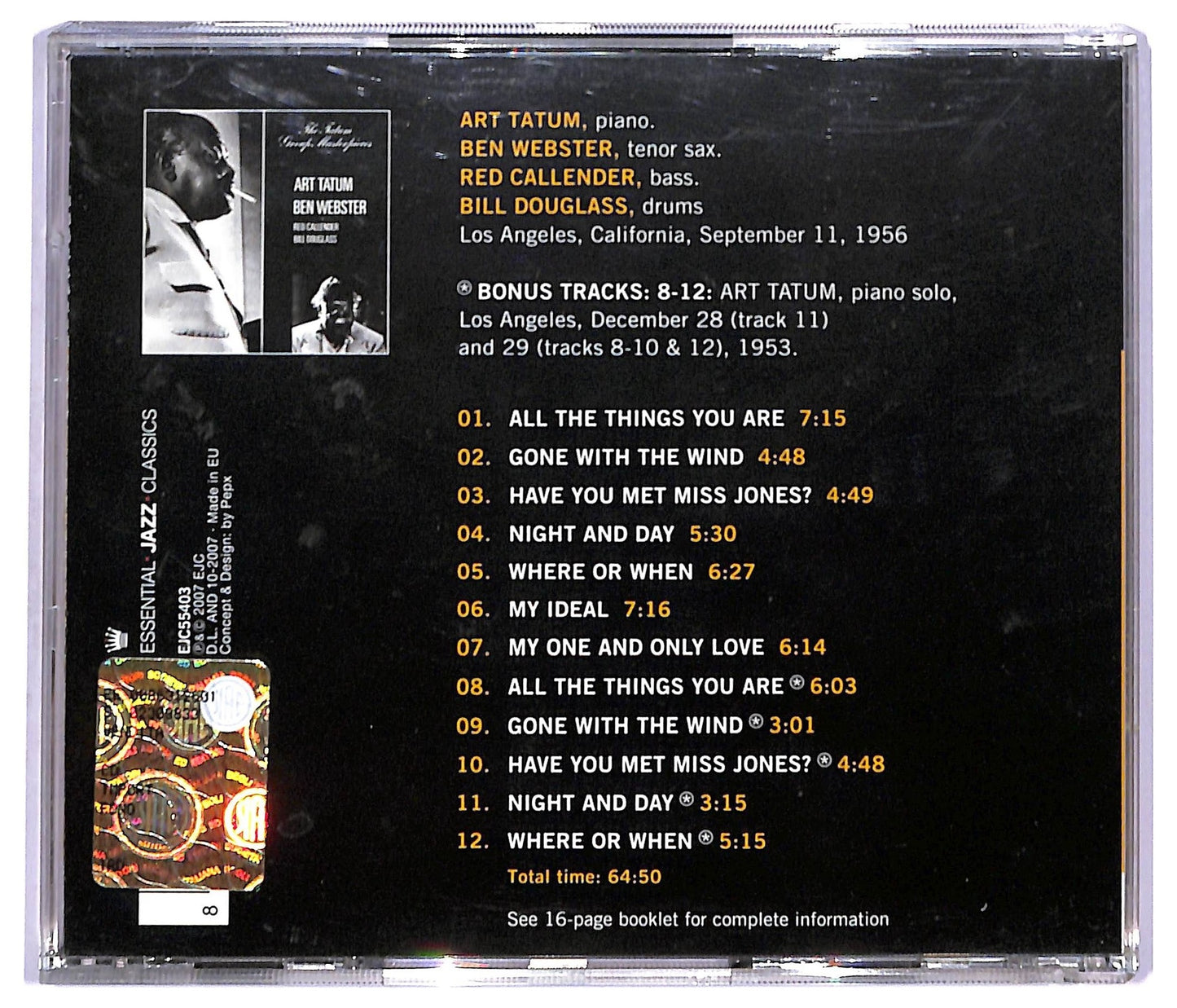EBOND Art Tatum, Ben Webster - The Album CD CD094213