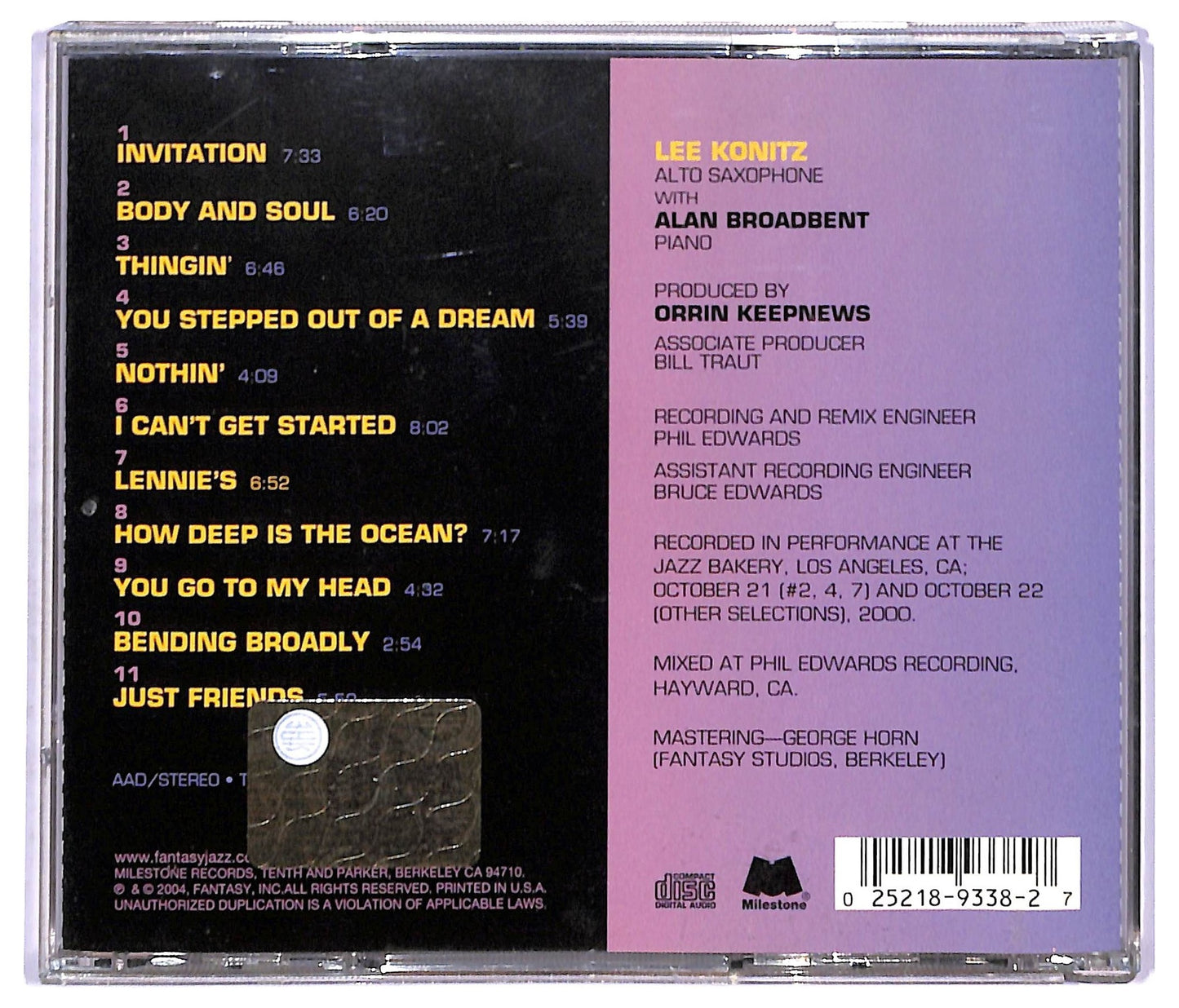 EBOND Lee Konitz With Alan Broadbent - More Live-Lee CD CD094215