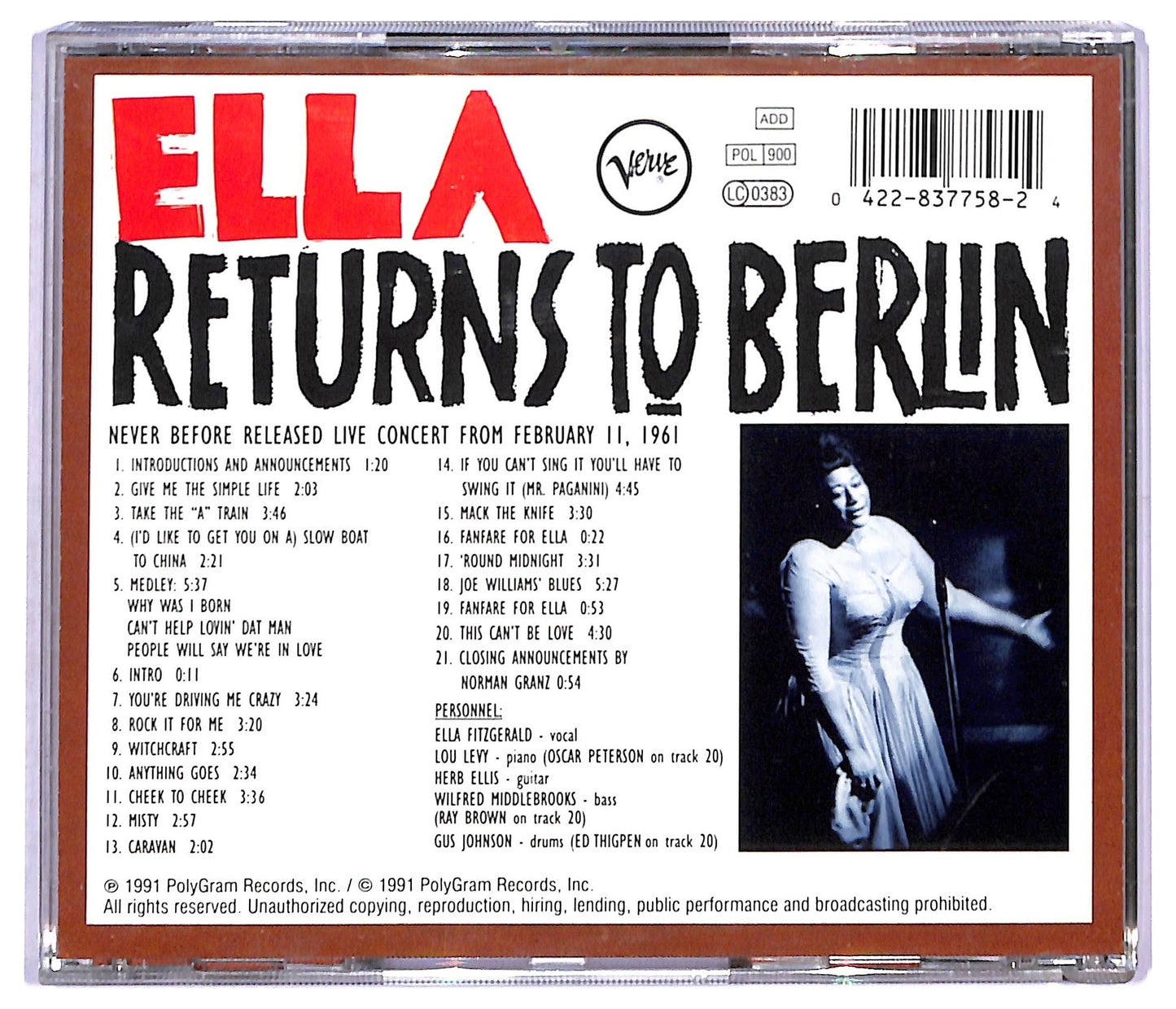 EBOND Ella Fitzgerald - Ella Returns To Berlin CD CD094235