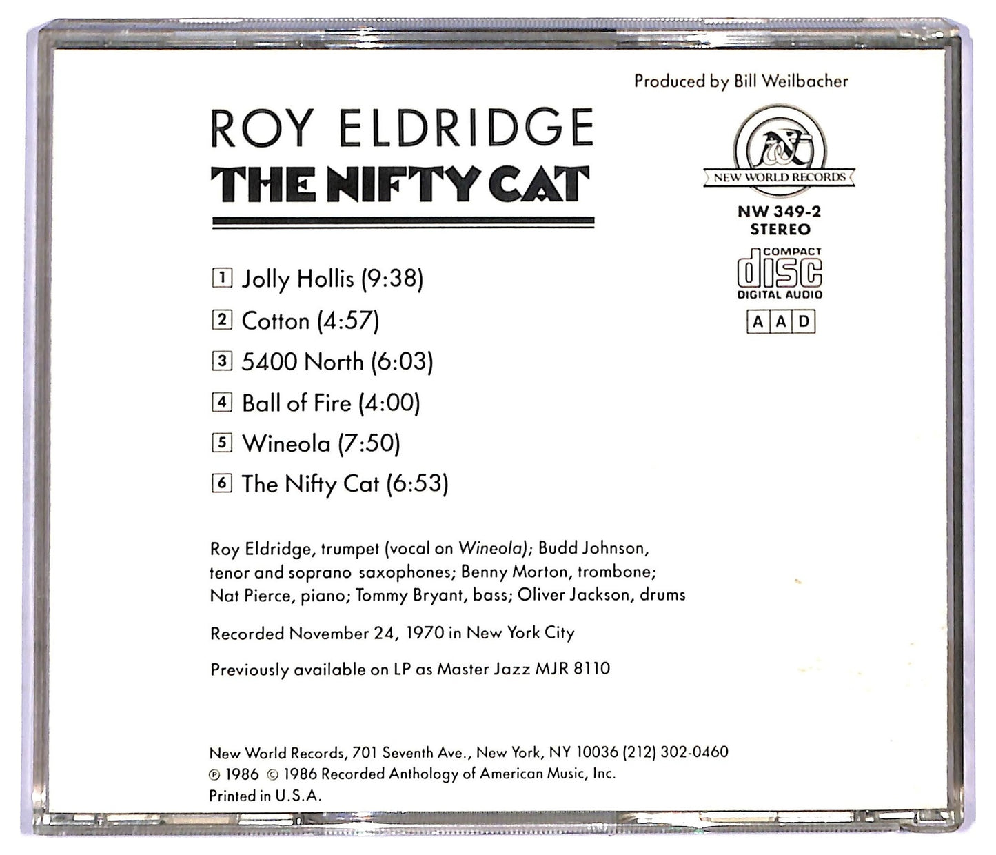 EBOND Roy Eldridge - The Nifty Cat CD CD094243