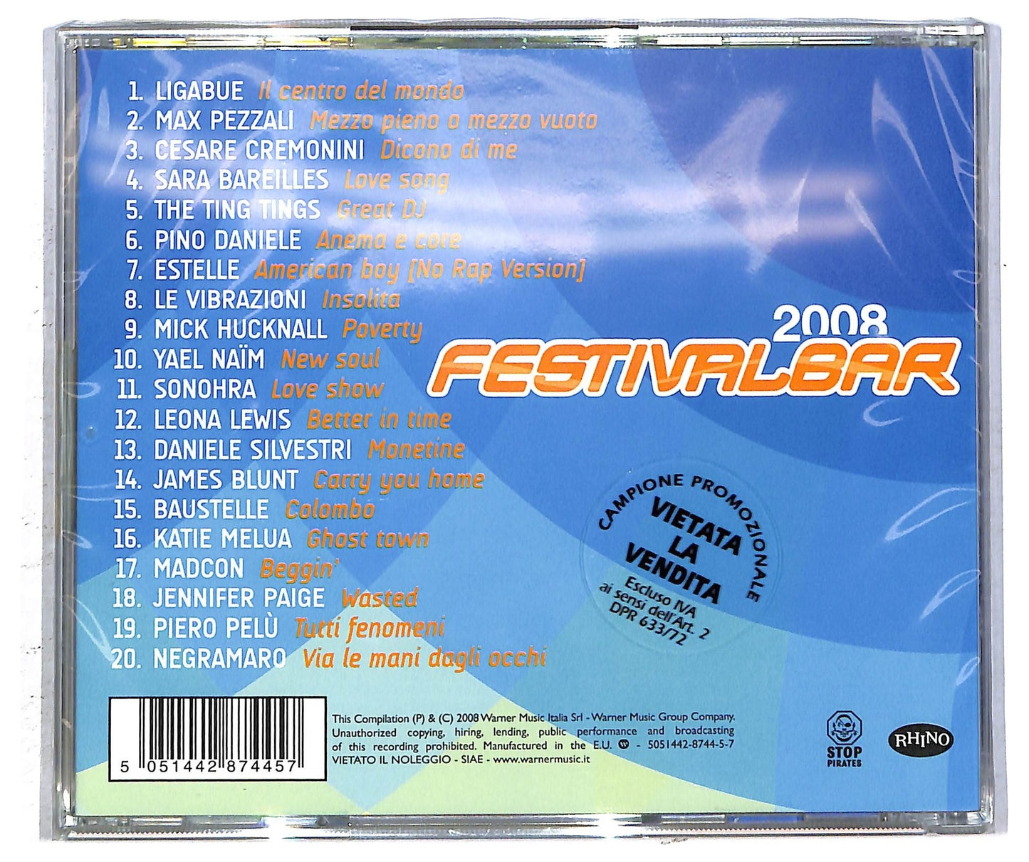 EBOND Various - Festivalbar 2008 - Compilation Blu CD CD094411