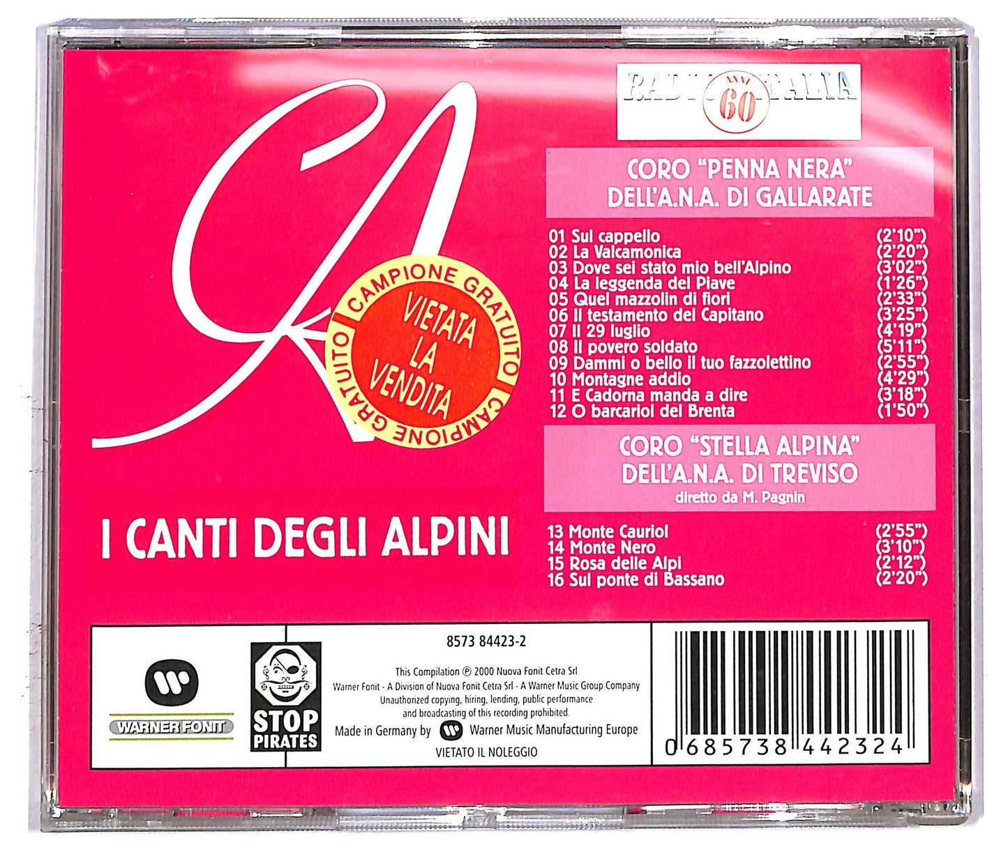 EBOND Coro Penna Nera Dell'A.n.a. Di Gallarate - I Canti Degli Alpini CD CD094541