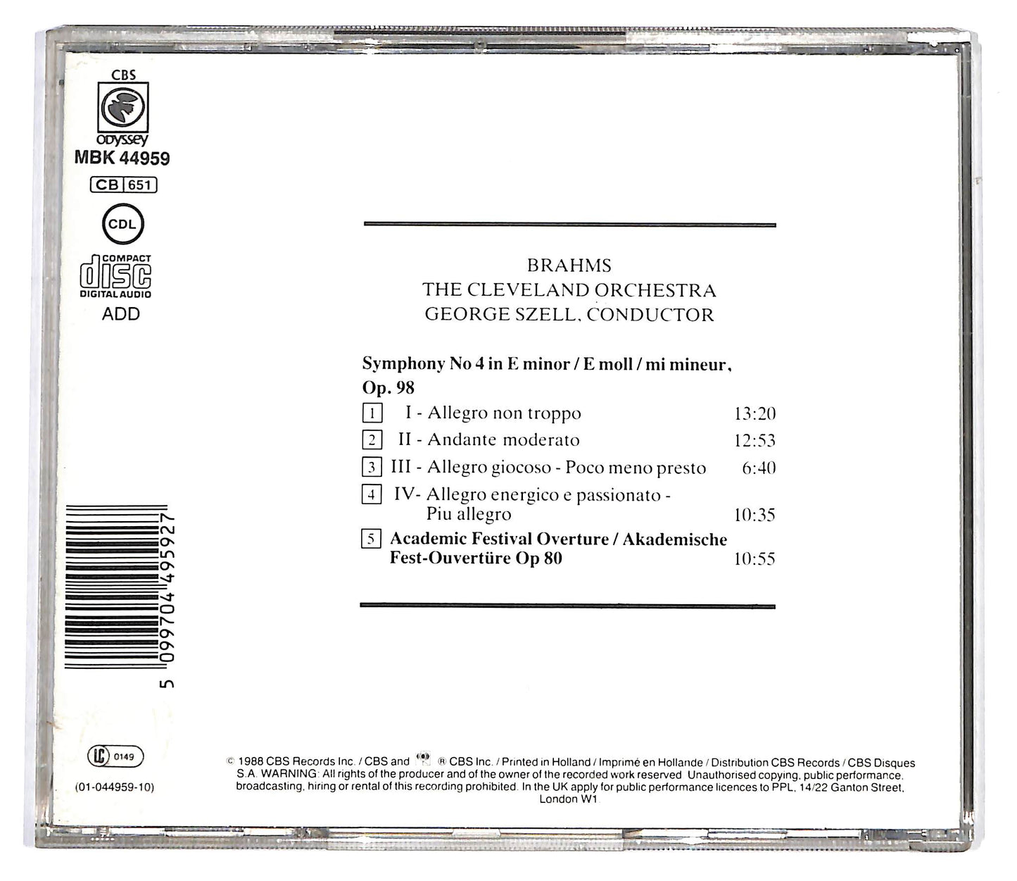 EBOND Brahms - ymphony No. 4 CD CD099611