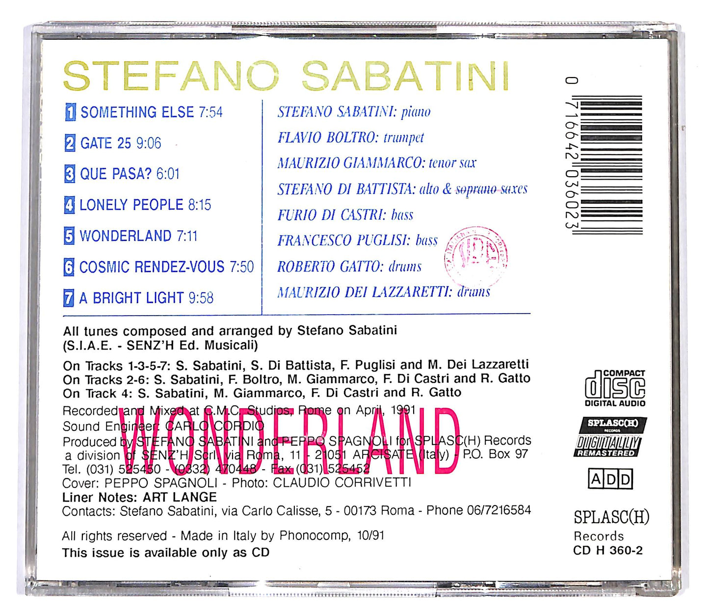 EBOND Stefano Sabatini - Wonderland CD CD099716