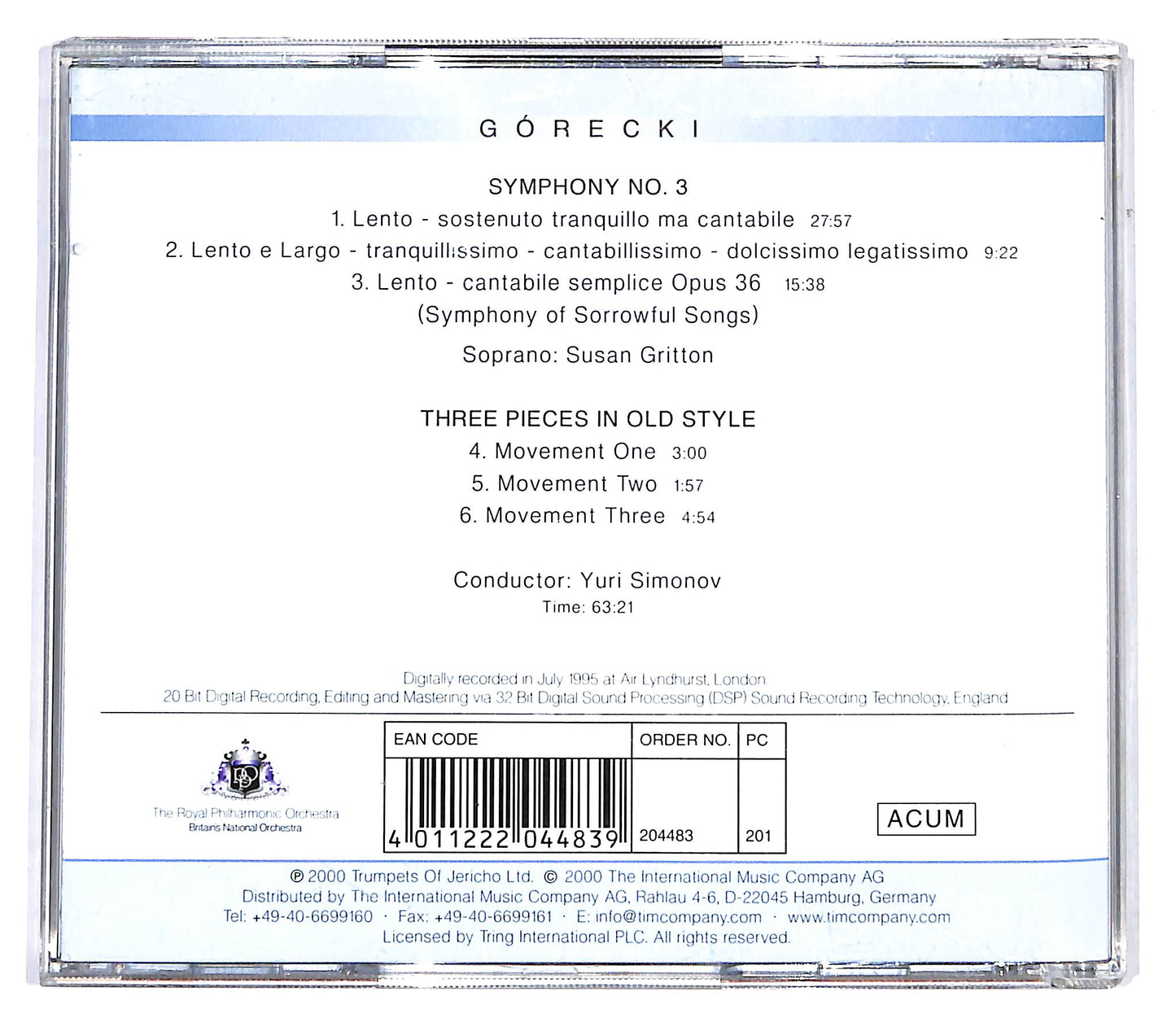 EBOND Gorecki - Symphony No. 3 Opus 36 CD CD099947