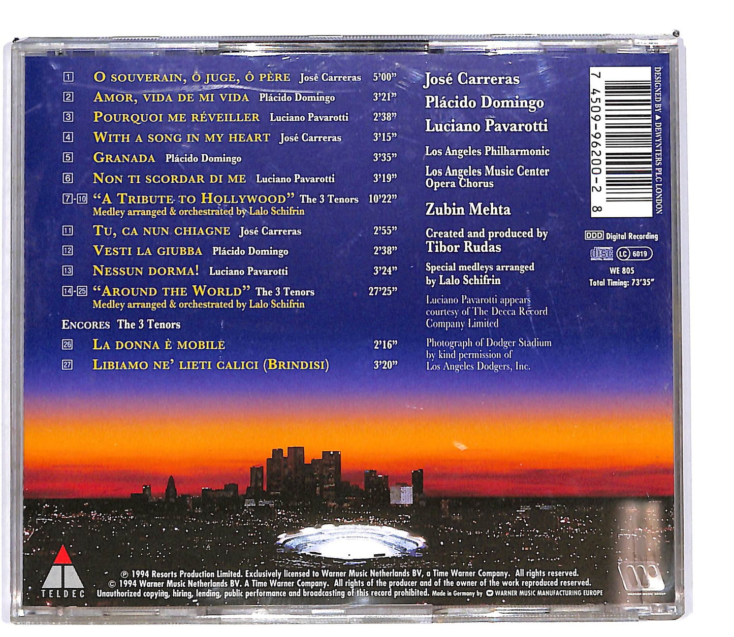 EBOND The 3 Tenors In Concert 1994 Carreras Domingo Pavarotti Mehta CD CD100417