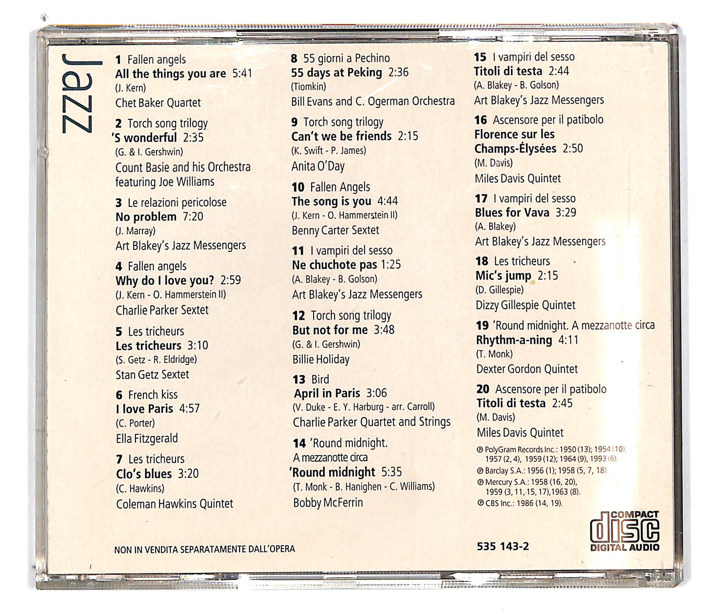 EBOND Various - Cinema & Musica - Jazz EDITORIALE CD CD101114