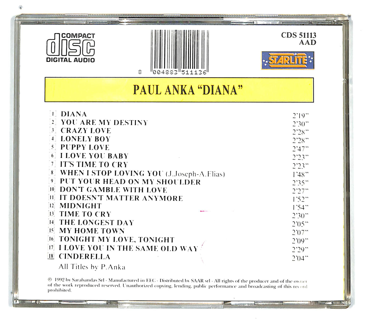 EBOND Paul Anka - Diana CD CD101317