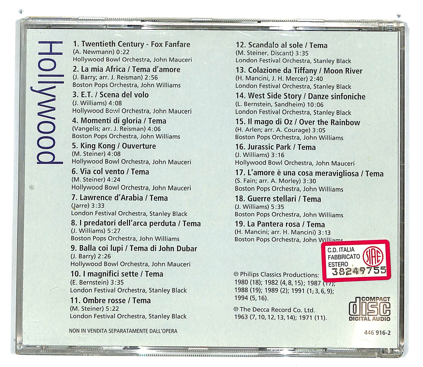 EBOND Various - Cinema & Musica - Hollywood EDITORIALE CD CD101322