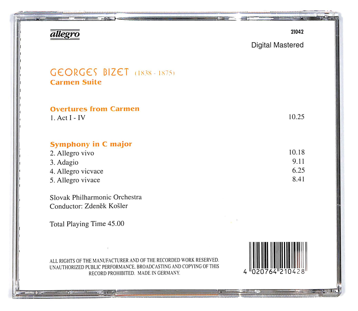 EBOND Georges Bizet - Carmen Suite, Overtures CD CD101407
