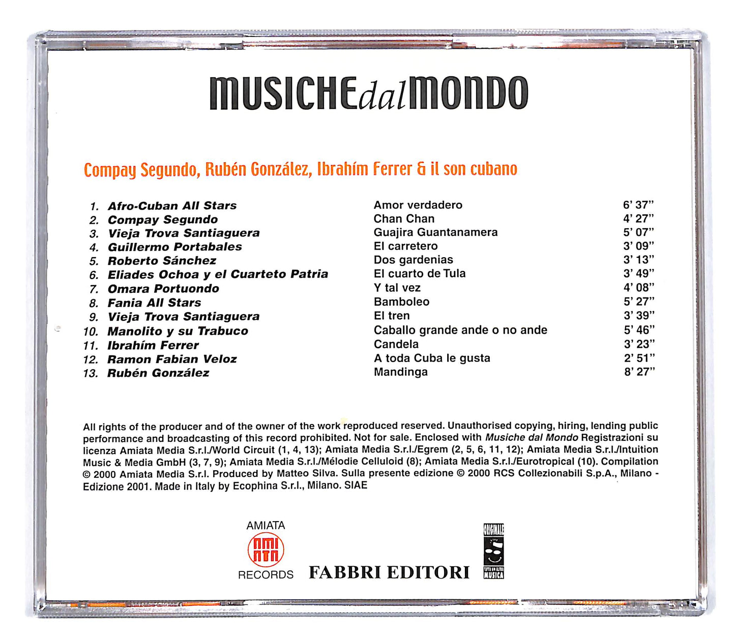 EBOND Various - Centro E Sud America - Cuba EDITORIALE CD CD101538