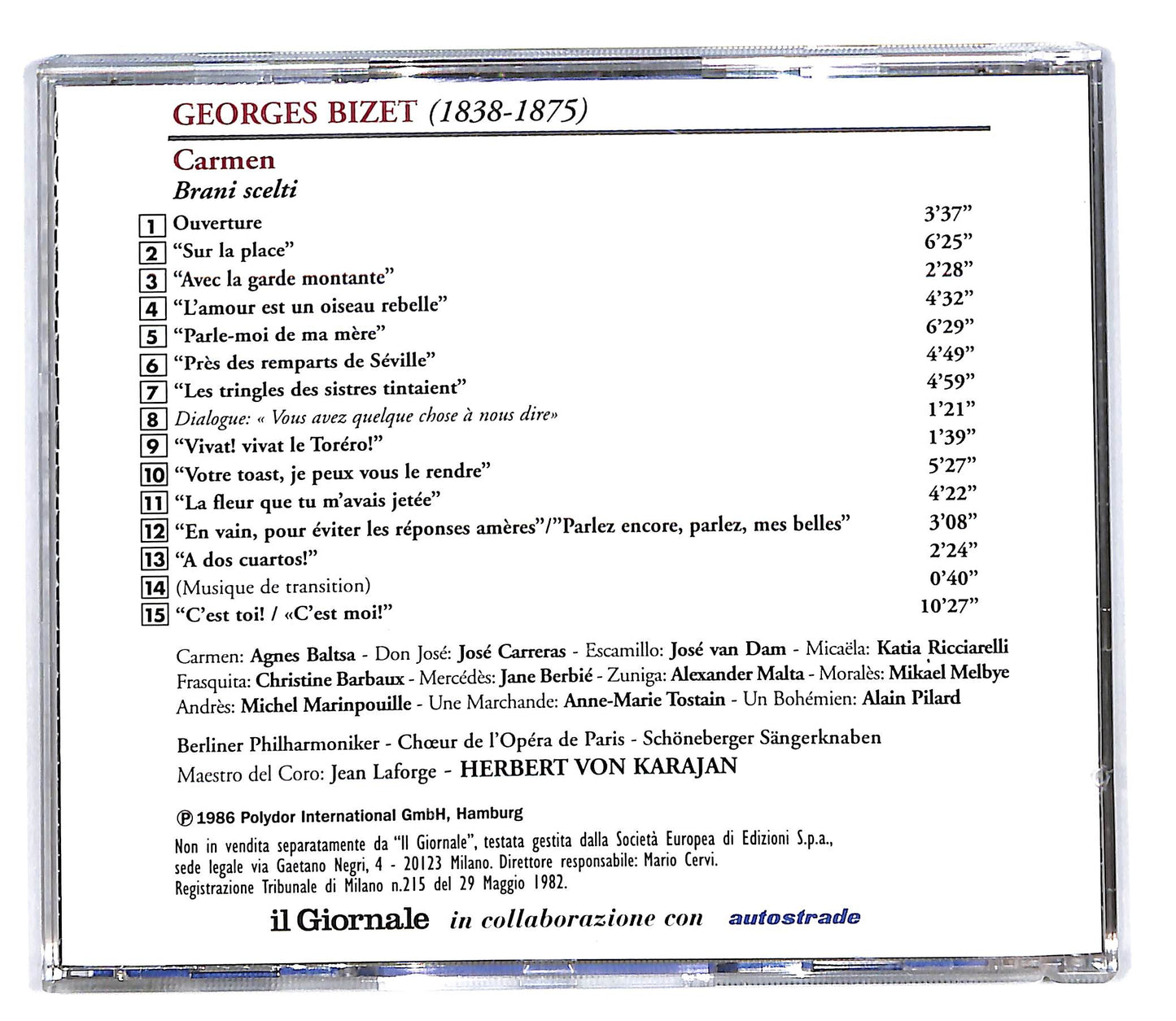 EBOND Grandi Prime alla Scala - Georges Bizet - Carmen EDITORIALE CD CD101553