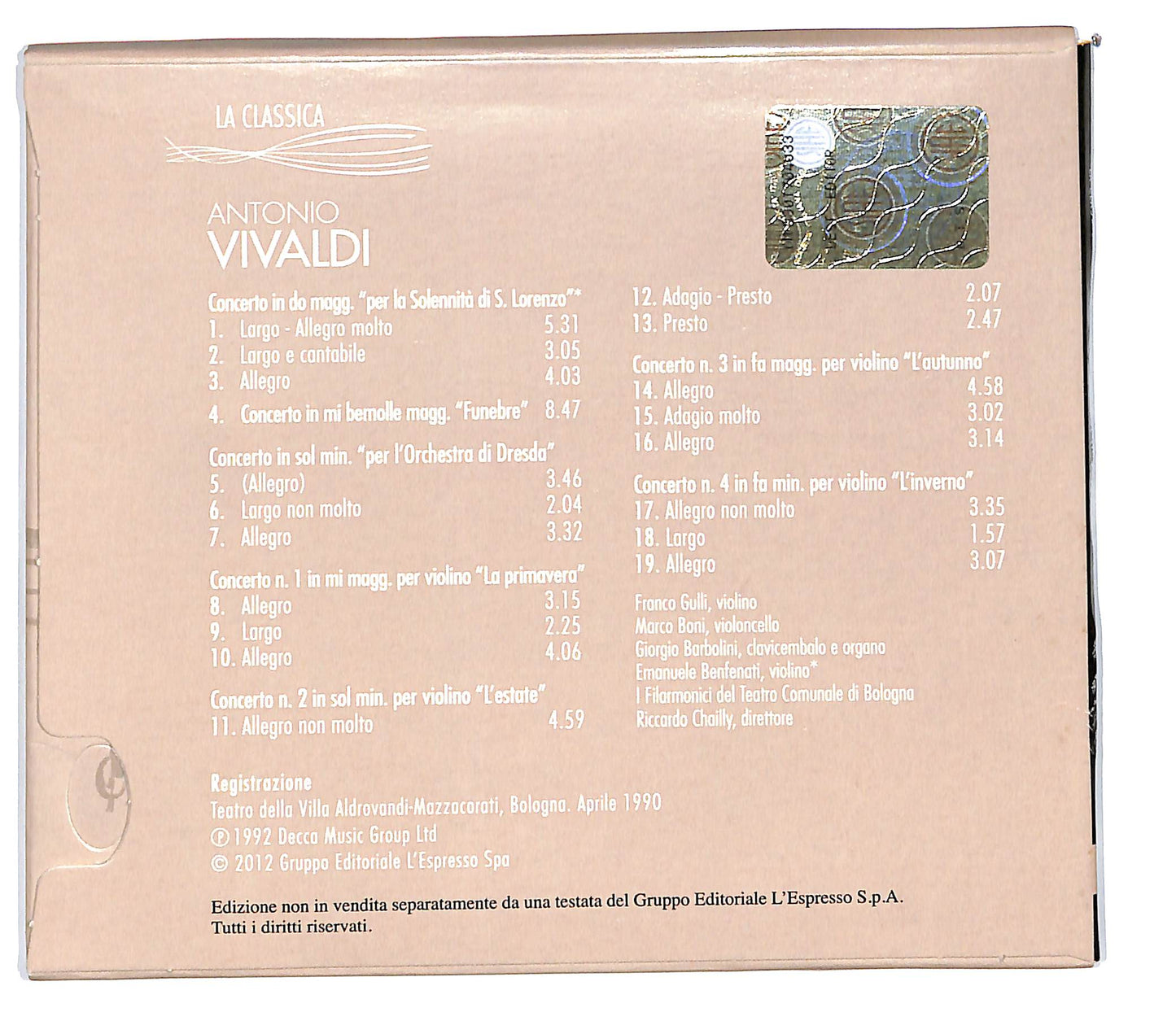 EBOND Antonio Vivaldi - le quattro stagioni vol.5 EDITORIALE DIGIPACK CD CD101608