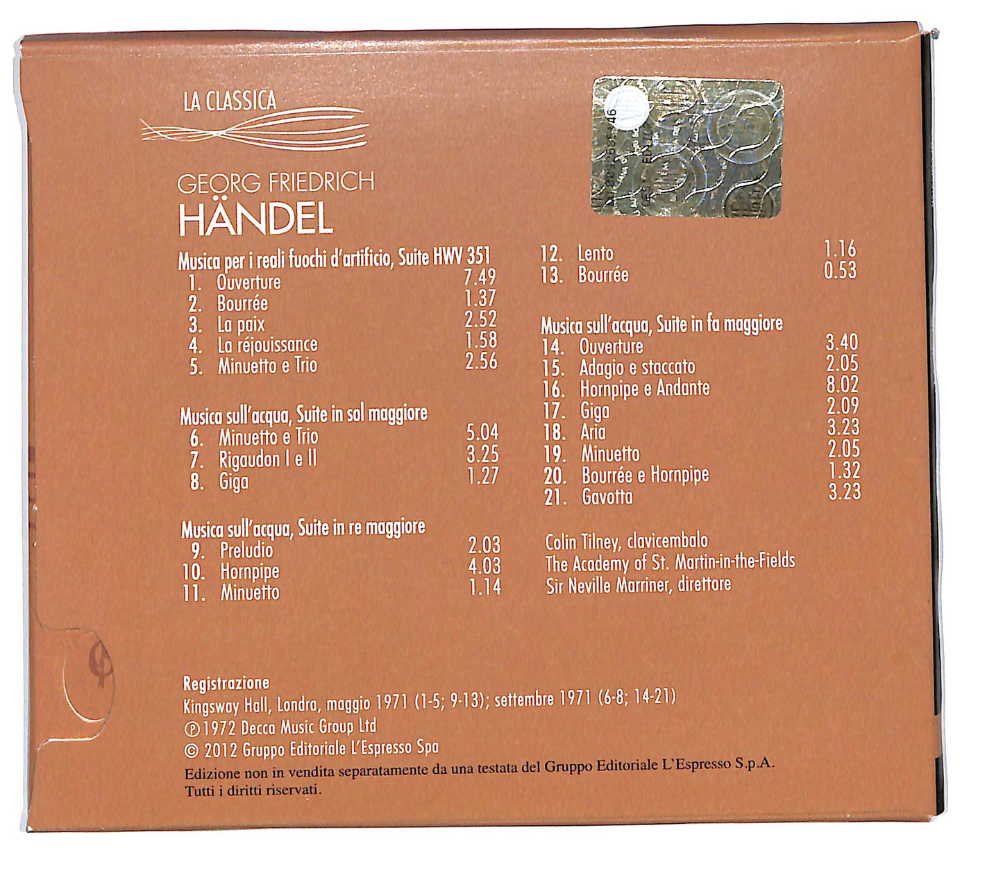 EBOND Georg Friedrich Handel - Musica per i reali fuochi d'artificio vol.8 DIGIPACK CD CD101611