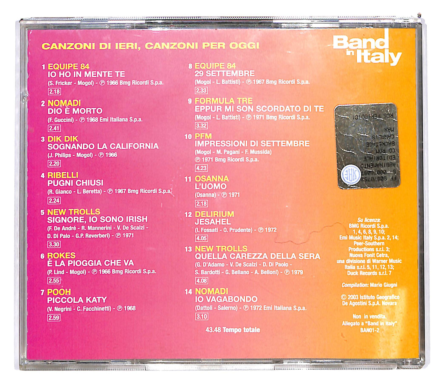 EBOND Various - Canzoni Di Ieri Canzoni Per Oggi - Band in Italy EDITORIALE CD CD101637