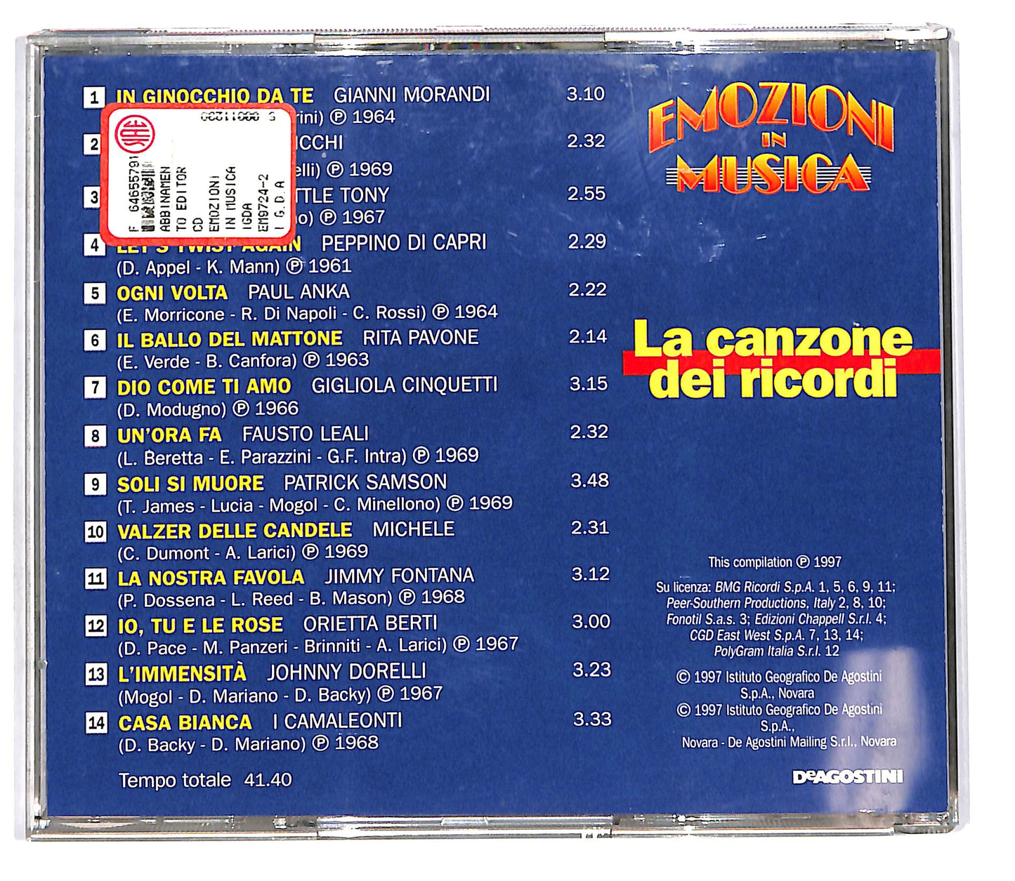 EBOND Various - La Canzone Dei Ricordi - Emozioni in musica EDITORIALE CD CD101713