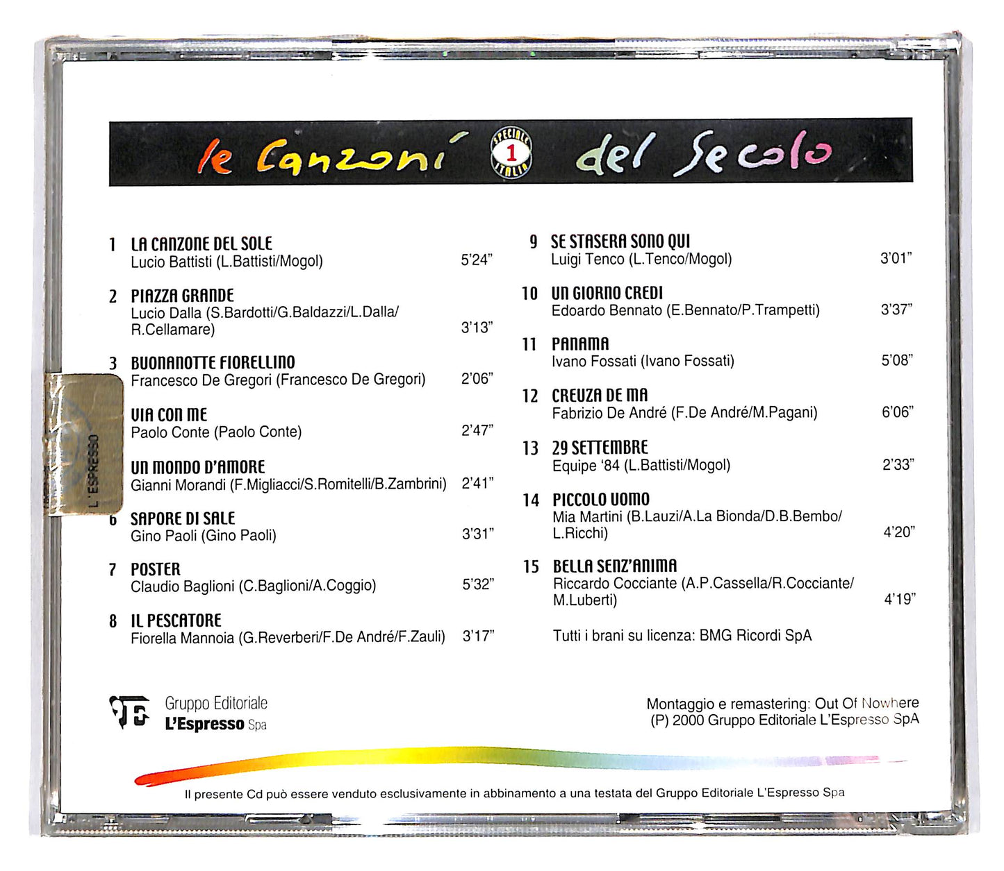 EBOND Various - Le Canzoni Del Secolo Speciale Italia Vol 1 CD CD101718