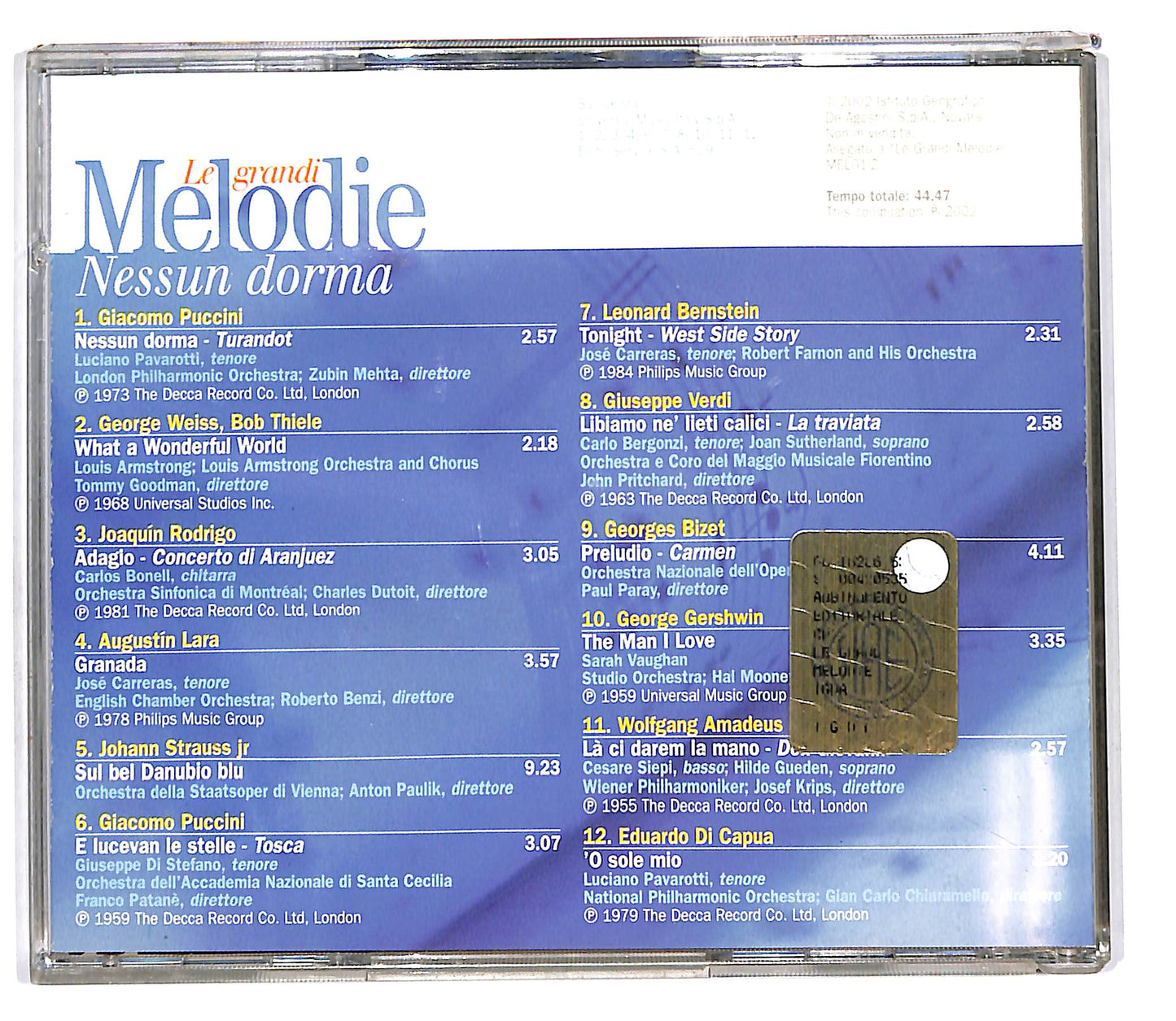 EBOND Various - Le Grandi Melodie Nessun Dorma EDITORIALE CD CD101748