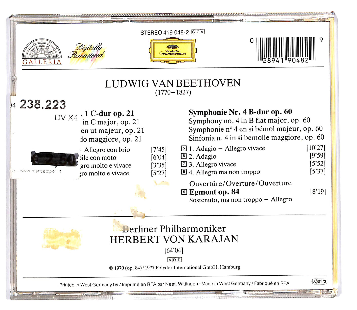 EBOND Beethoven - Symphonies Nos.1 & 4 Egmont Overture CD CD101761