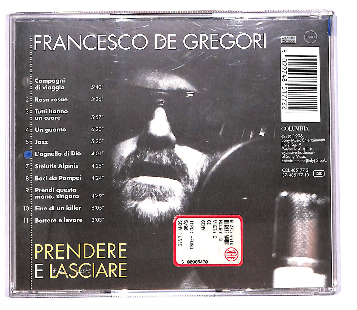 EBOND Francesco De Gregori - Prendere E Lasciare CD CD102305