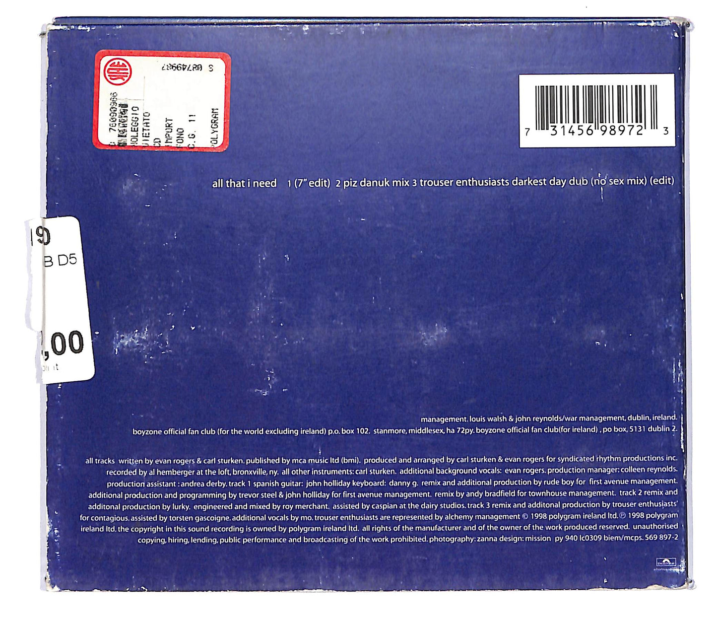EBOND Boyzone - All That I Need DIGIPACK CD CD102923