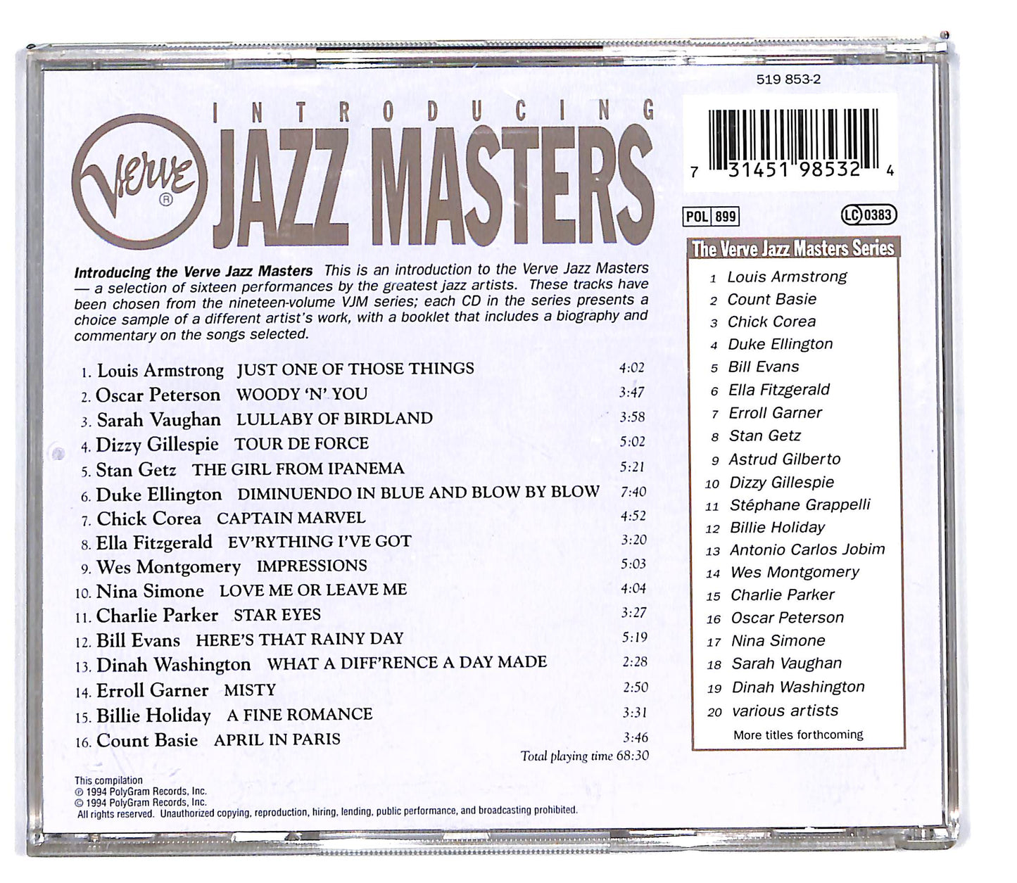 EBOND Various - Introducing Verve Jazz Masters CD CD103004