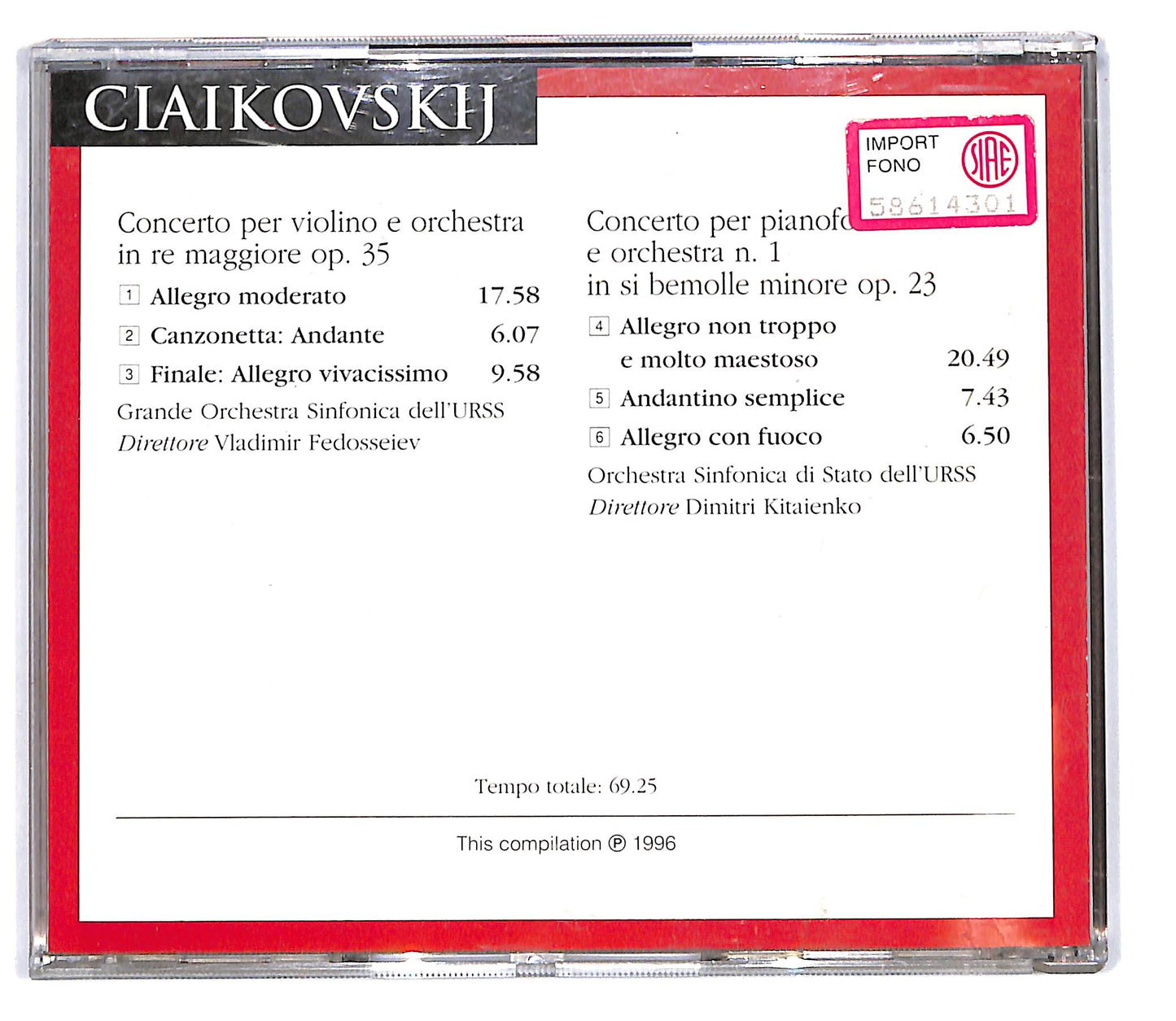 EBOND Ciaikovskij - Concerto Per Violino In Re Maggiore Op. 35 CD CD103032