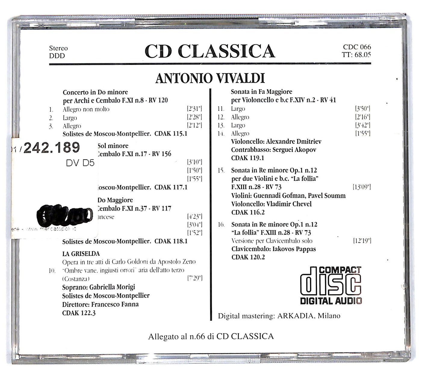 EBOND Antonio Vivaldi -Classica - Novembre 1993 EDITORIALE CD CD103045