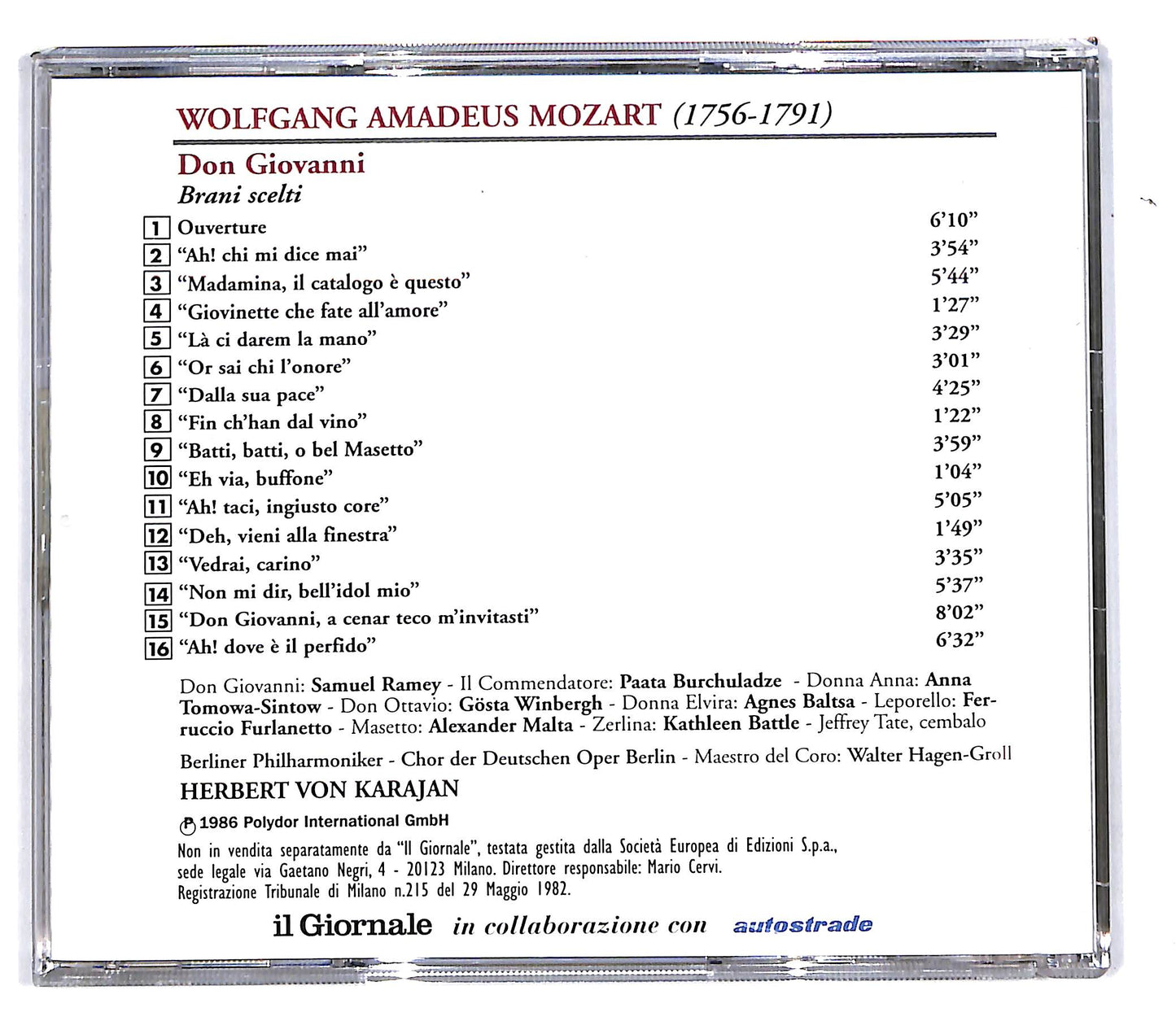 EBOND Wolfgang Amadeus Mozart - Don Giovanni EDITORIALE CD CD103141