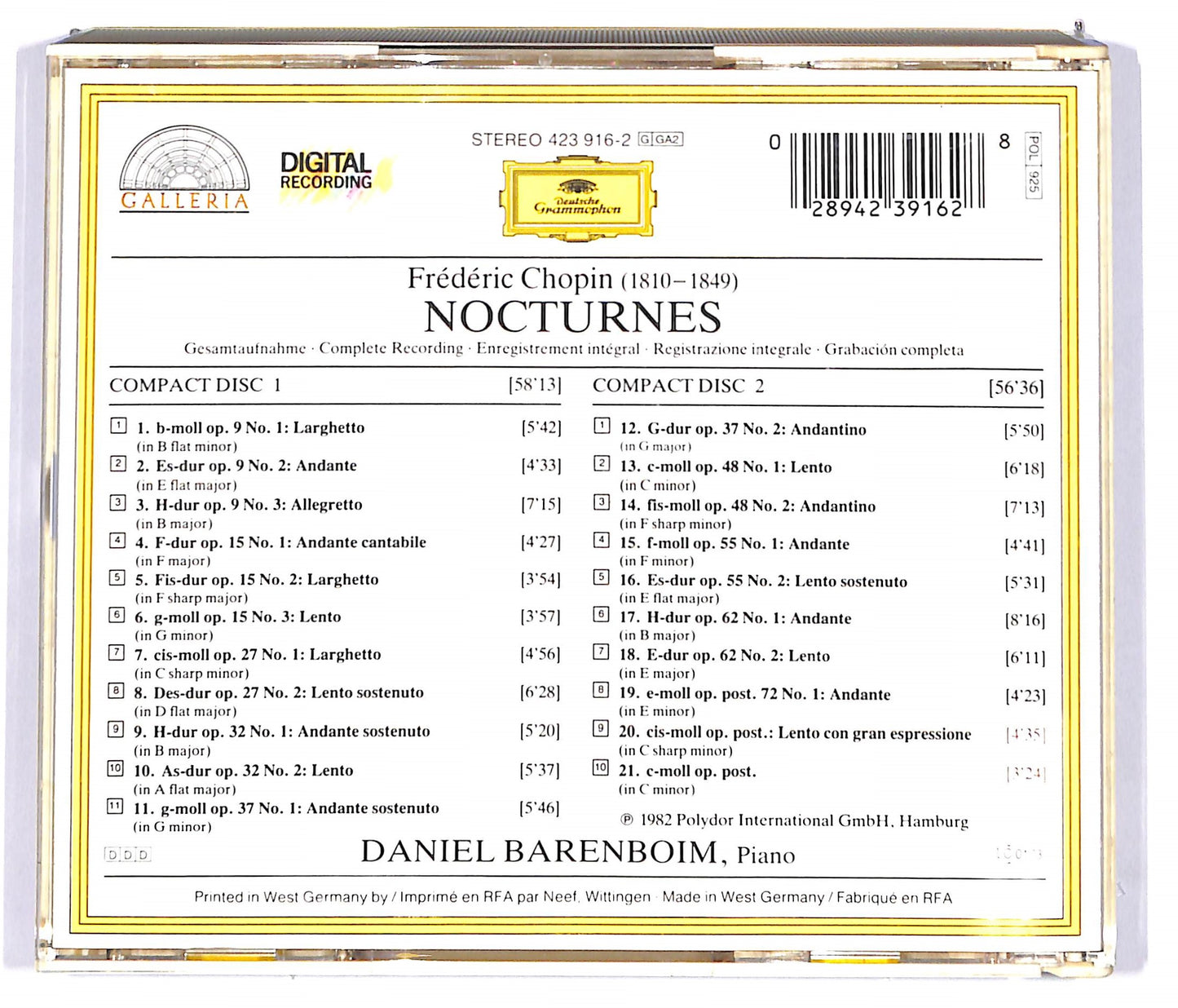 EBOND Frederic Chopin , Daniel Barenboim - Nocturnes CD CD103162