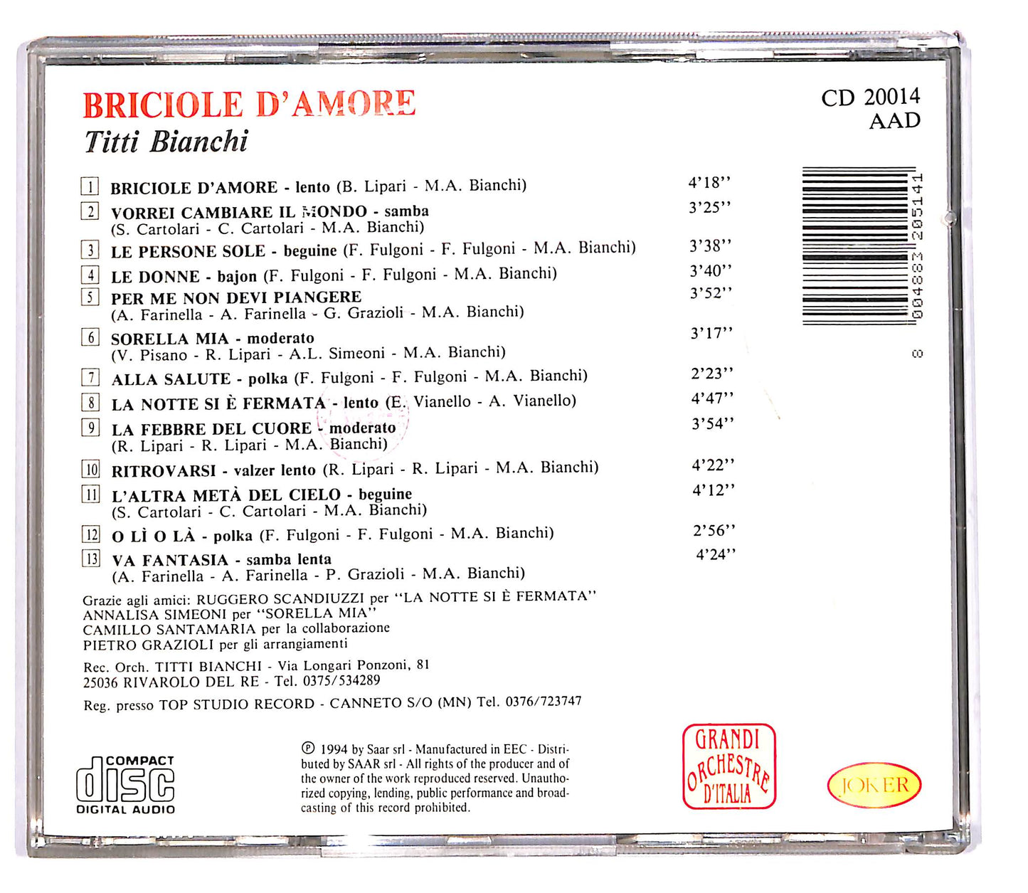 EBOND Titti Bianchi - briciole d'amore CD CD103220