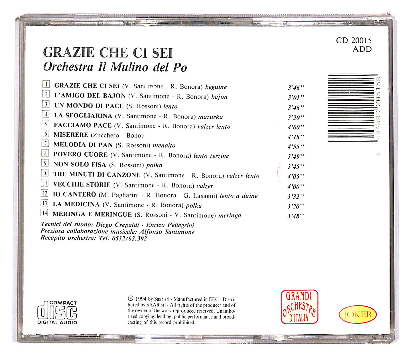 EBOND Orchestra il Mulino del Po - Grazie che ci sei CD CD103224