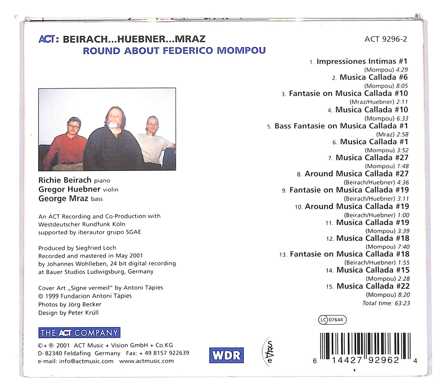 EBOND Beirach...Huebner...Mraz - Round About Federico Mompou CD CD103232