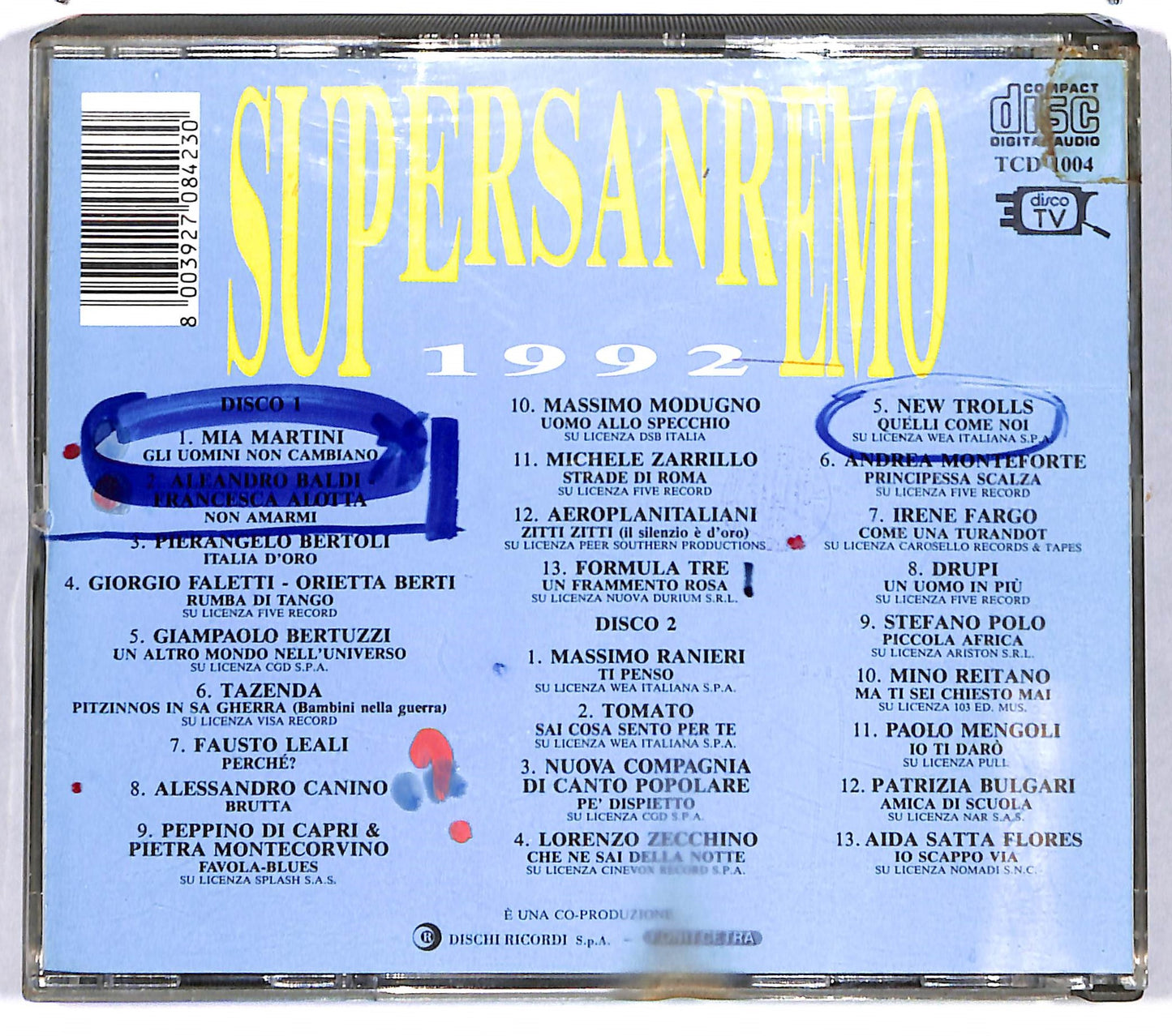 EBOND Various - Supersanremo 1992 CD CD103834