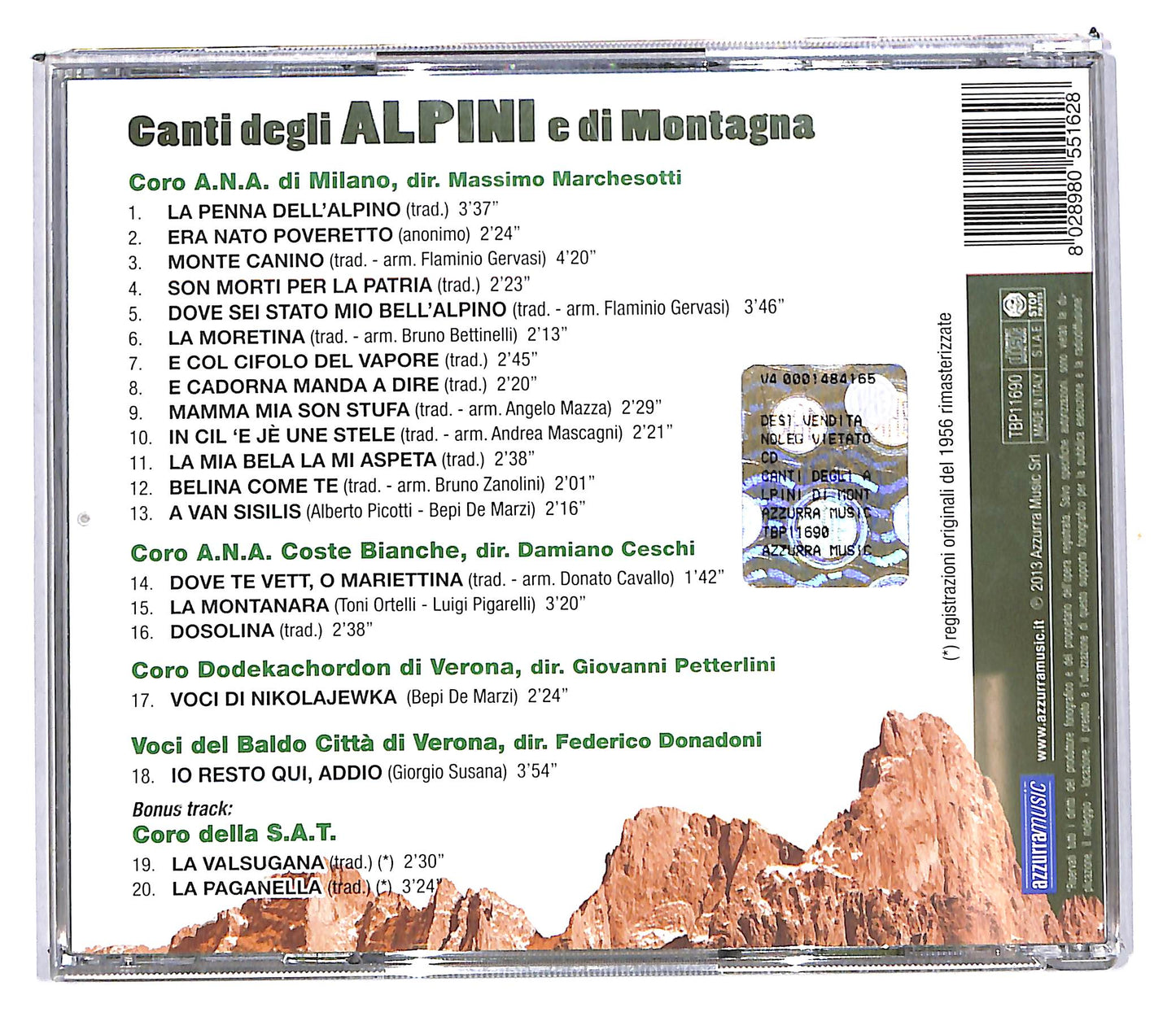 EBOND Various - canti degli alpini e di montagna CD CD103902