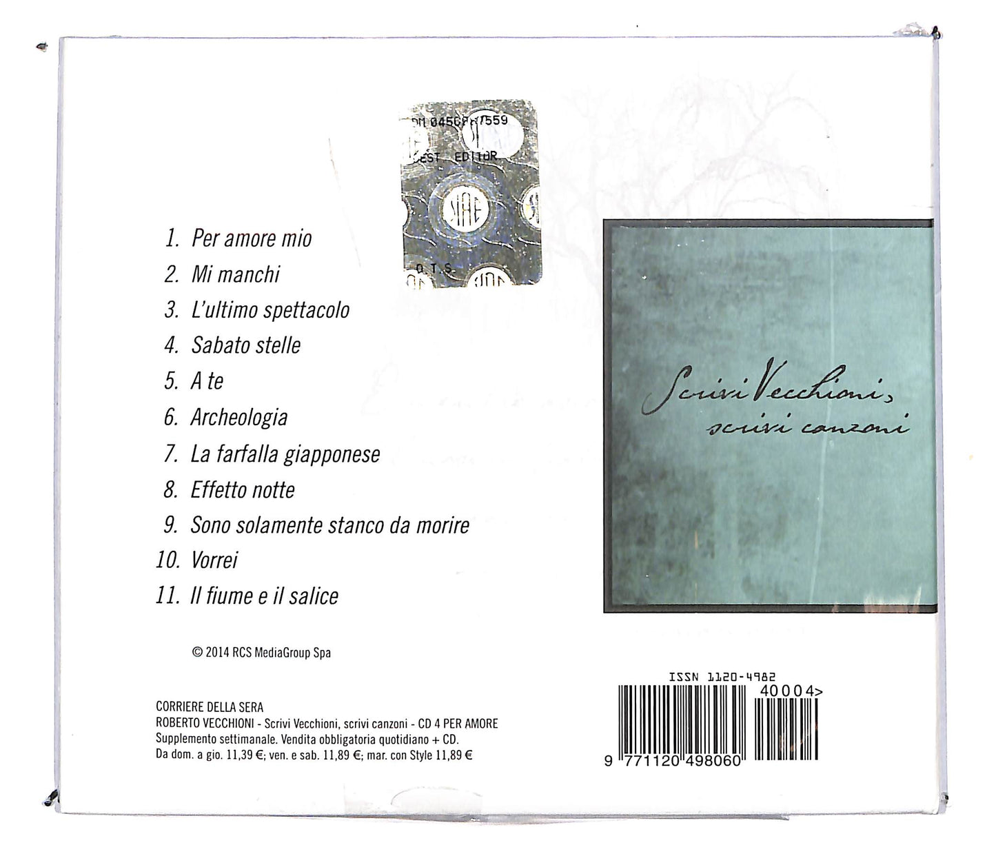 EBOND Roberto Vecchioni - Per Amore n.4 EDITORIALE CD CD103950