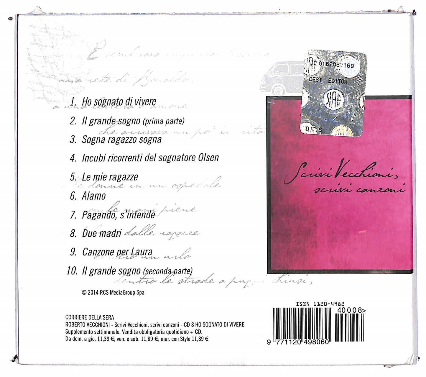 EBOND Roberto Vecchioni - ho sognato di vivere n.8 EDITORIALE CD CD103954