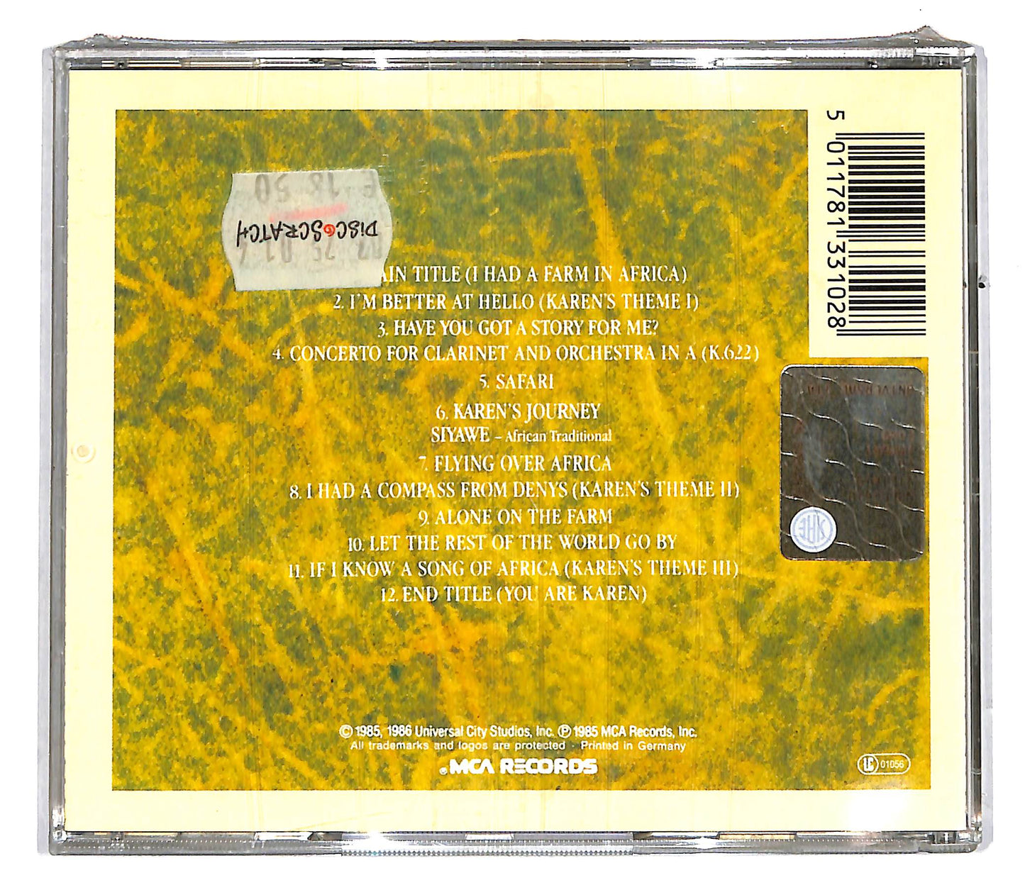EBOND John Barry - Out Of Africa ( Soundtrack) CD CD104035