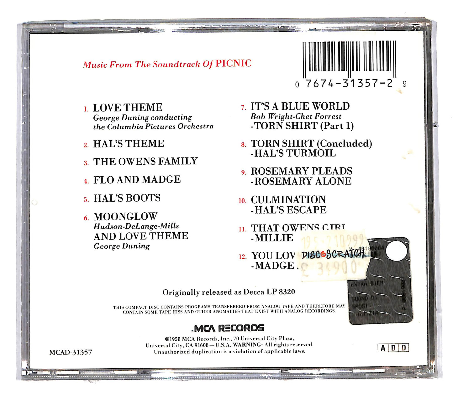 EBOND The Columbia Pictures Orchestra - Picnic CD CD104040