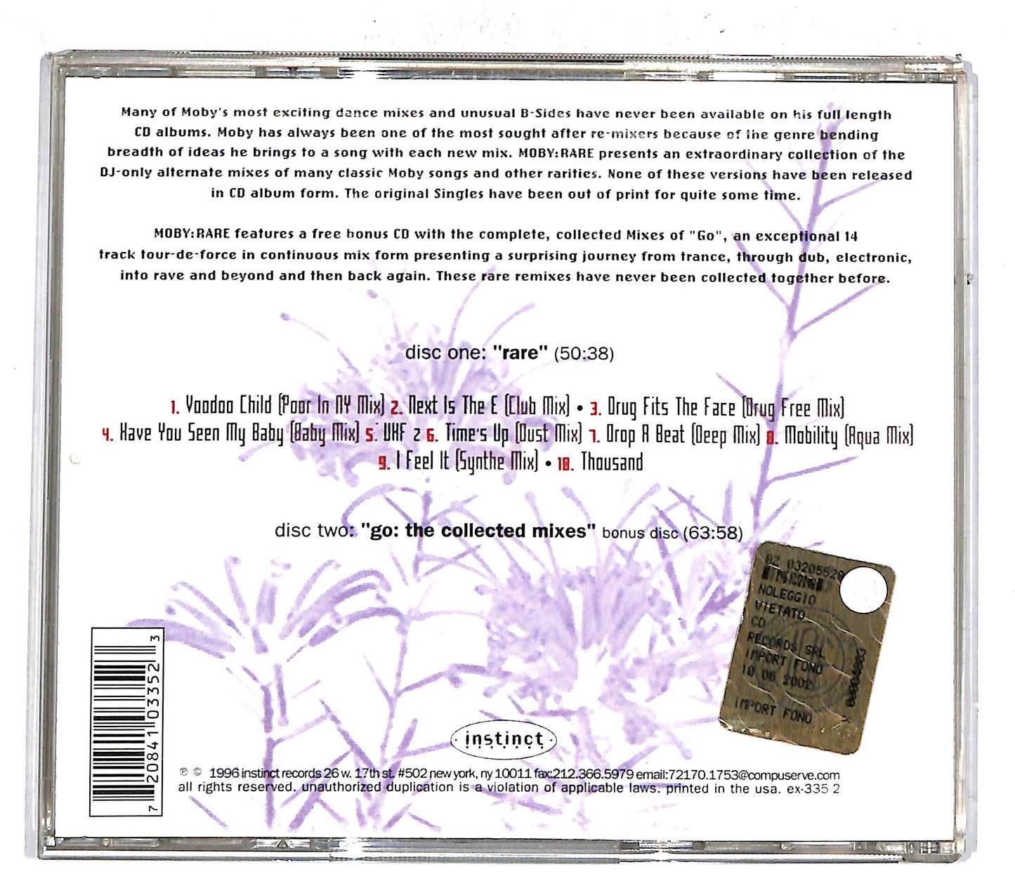 EBOND Moby - Rare: The Collected B-Sides (1989–1993) CD CD104314