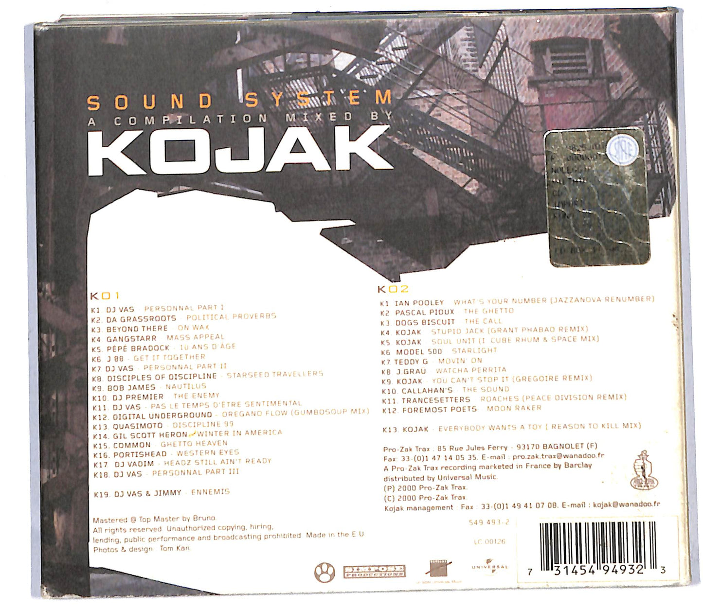 EBOND Kojak - Sound System (A Compilation Mixed By Kojak) DIGIPACK CD CD106317