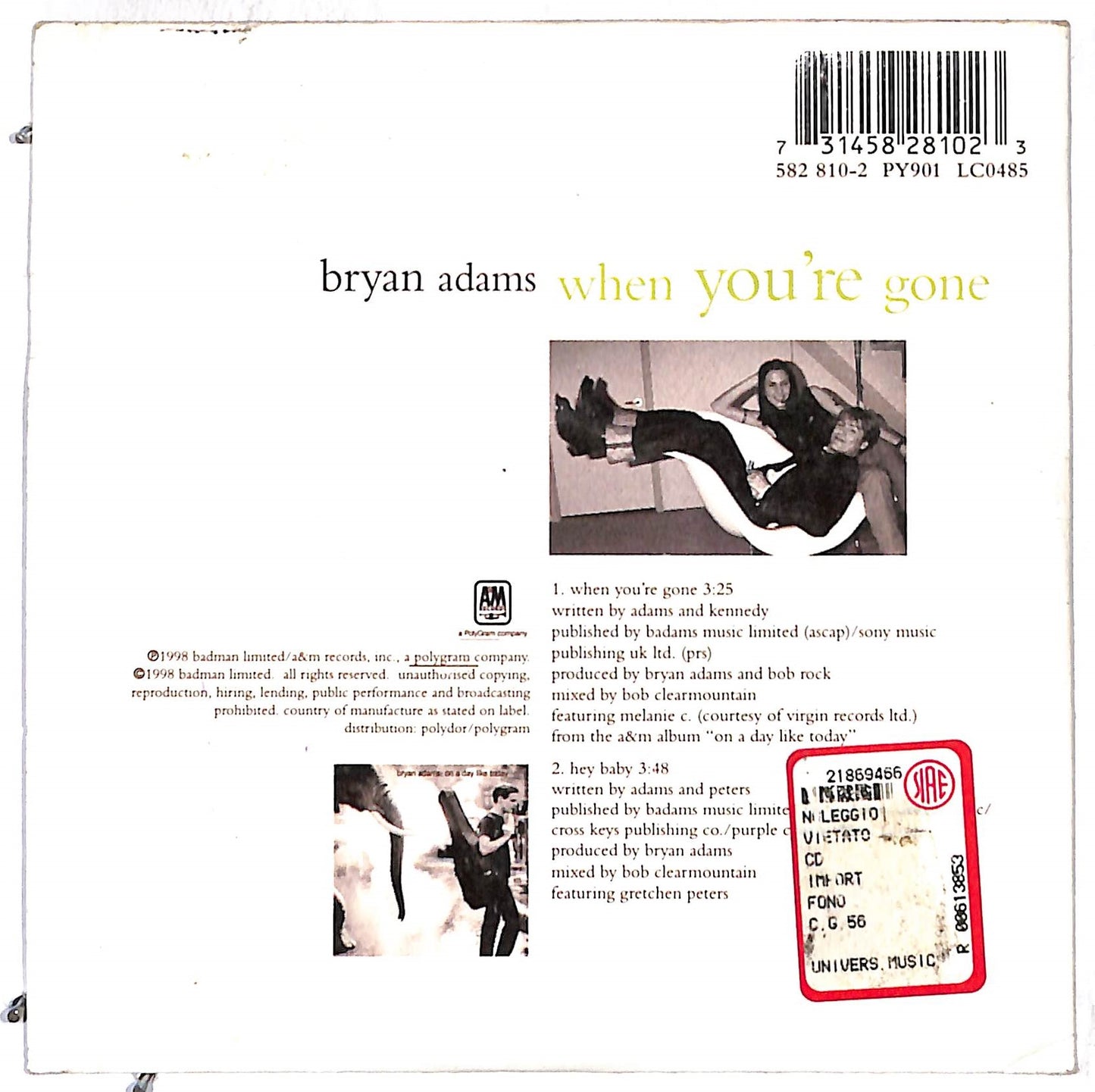 EBOND Bryan Adams Featuring Melanie C. - When You're Gone CD CD107710