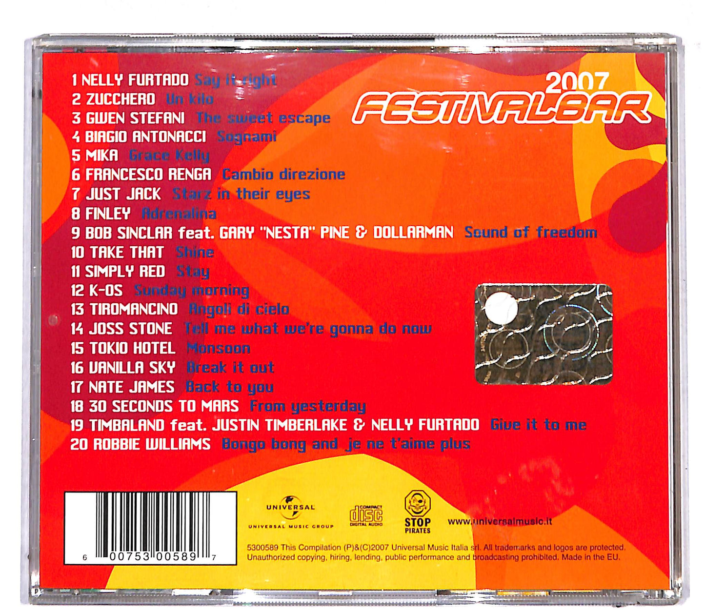 EBOND Festivalbar 2007 - Compilation Rossa CD CD109134