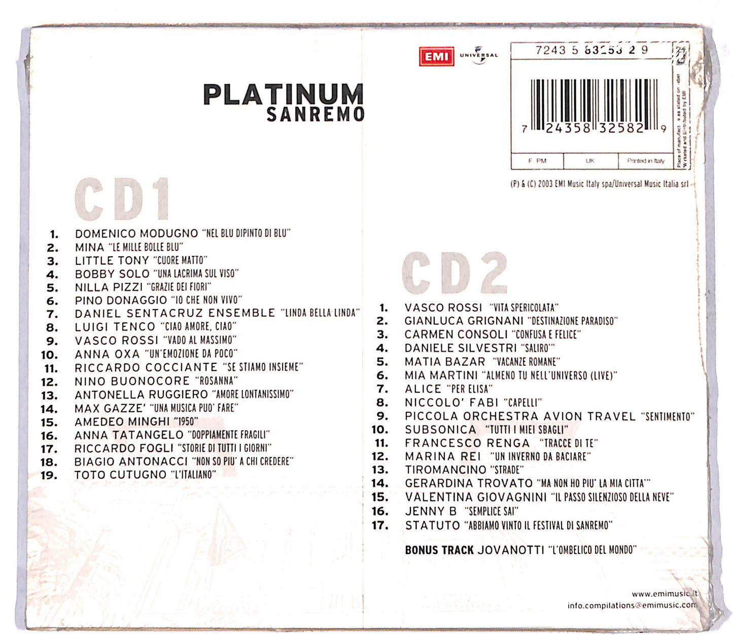 EBOND Various - Platinum Sanremo CD CD109211